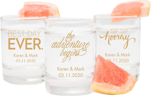 WEDDINGSTAR Personalized 2.75oz Shot Glass Customizable Full Color Print - 96 pack