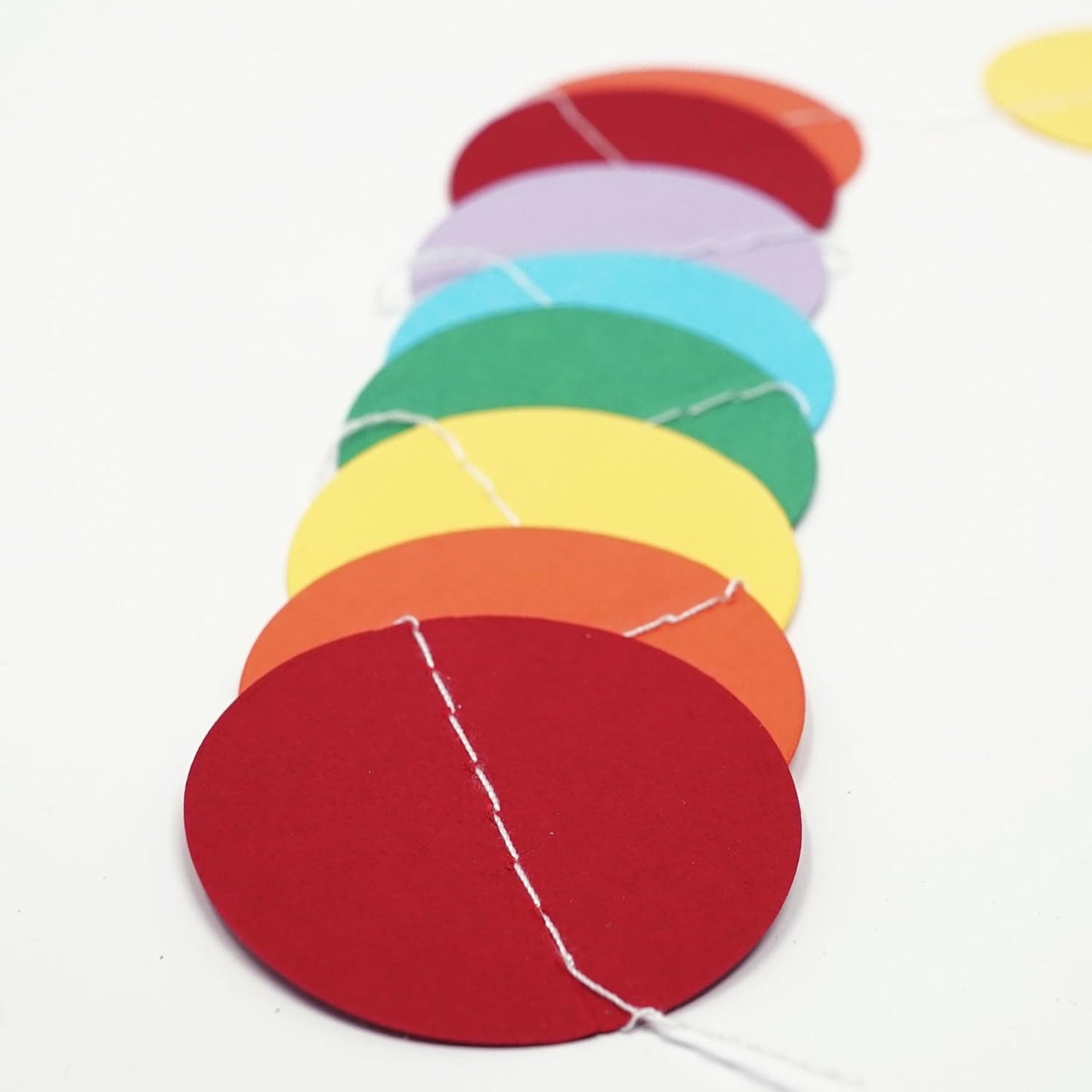 Circle Dots Paper Party Garland Streamer Backdrop (4-Pack, 10 Feet Per Garland, 40 Feet Total) - Circus Rainbow
