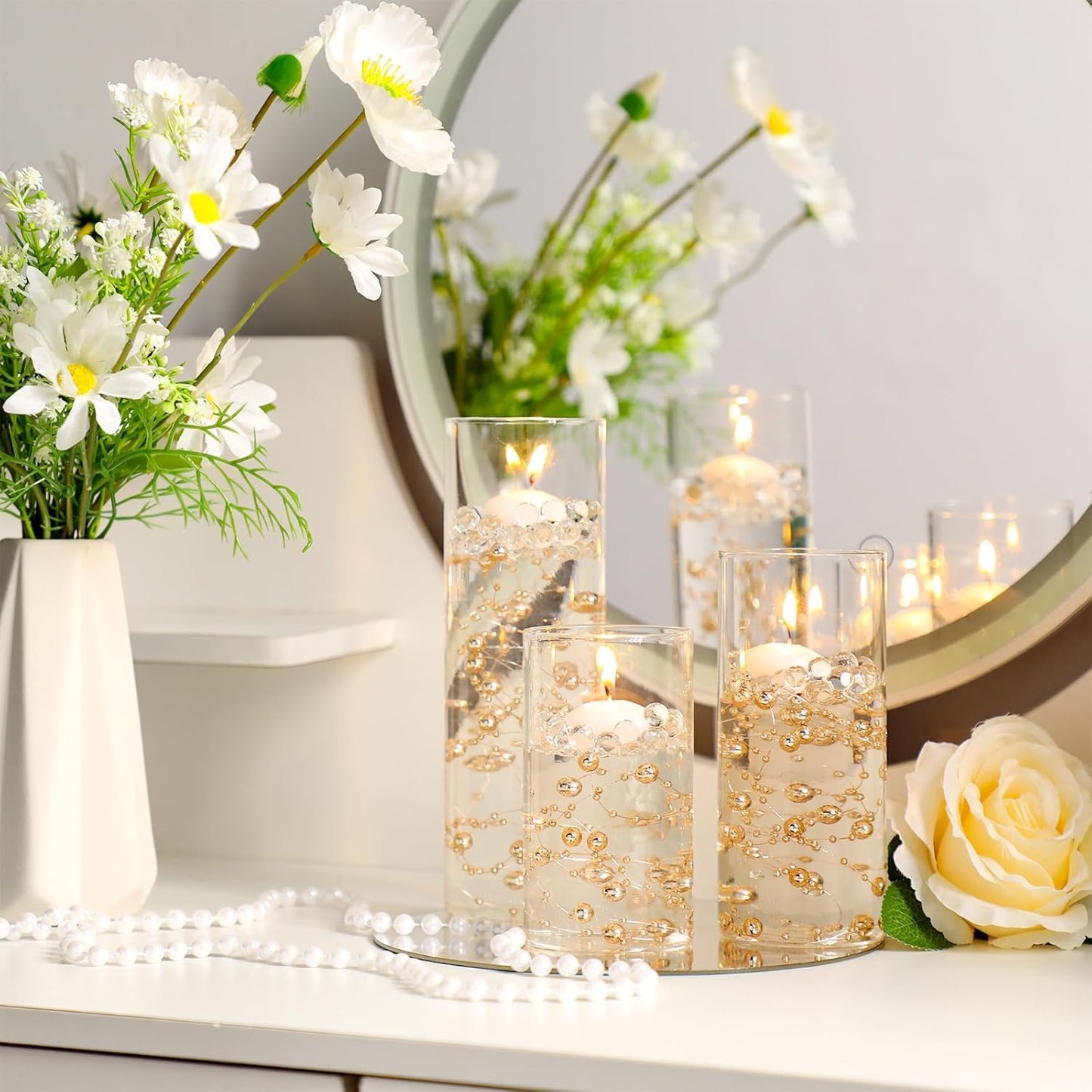 Thin Glass Cylinder Vases 2.5''/3.3'' Diameter 2mm Wall Thickness Clear Flowers Vase Hurricane Floating Candles Holders for Table Centerpieces Wedding Decor(2.5'' X 5'',6'',8'',6 Pcs)