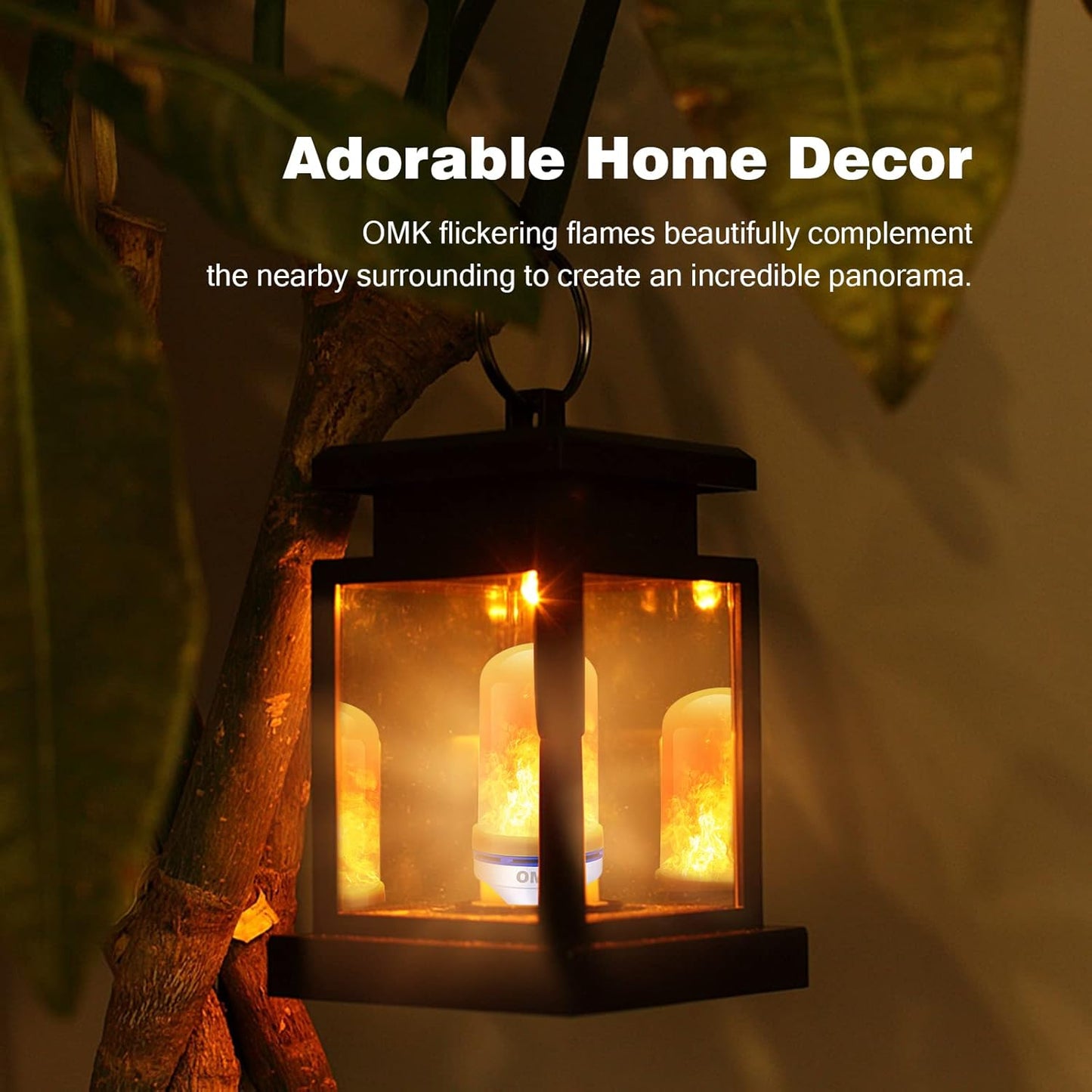 OMK 4 Pack Flickering Light Bulbs - Sunlight LED Flame Effect Light Bulbs with 4 Modes for Indoor/Outdoor Decor & Holiday Gifts