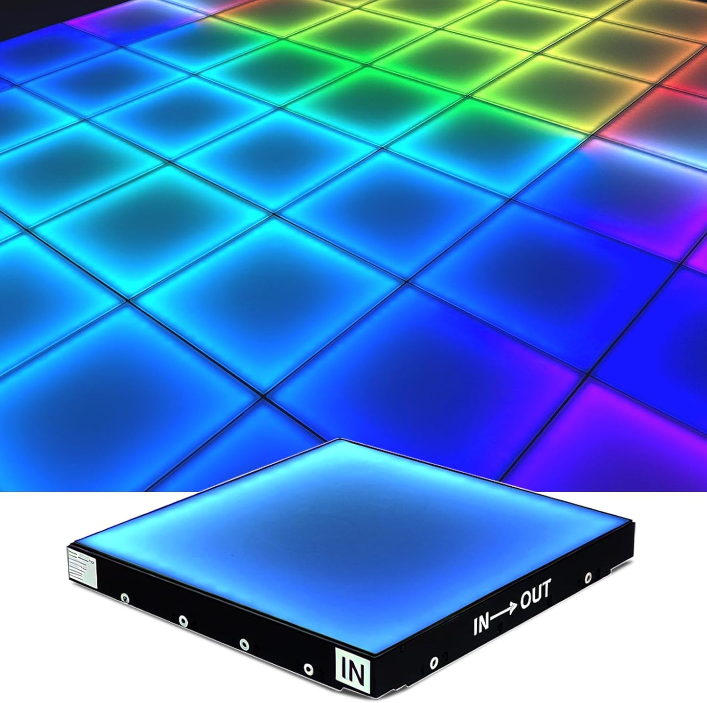 Dance Floor Stage Lights Tempered Glass Infinity Mirror Panel 3D Effect Led Dance Floor for Wedding Party Customizable (RGB-Magnetic, 36PCS(9.8FTX9.8FT))