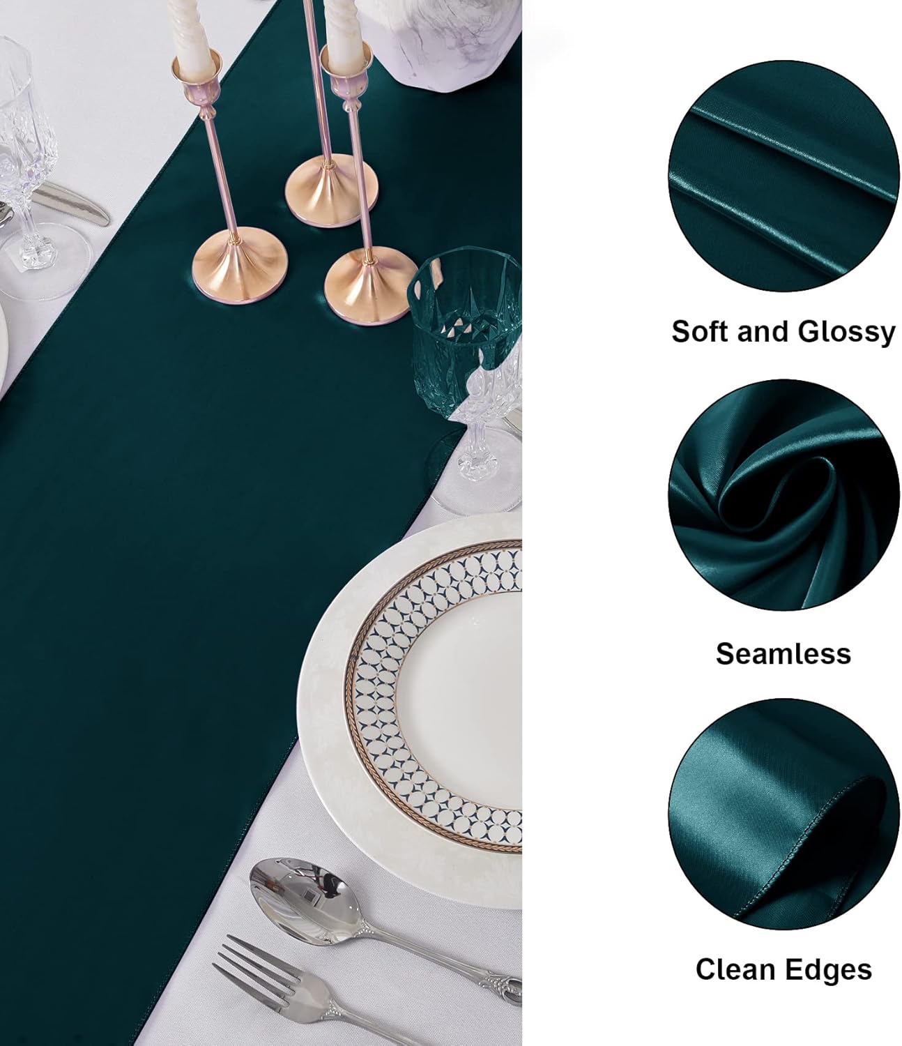 12Pack Table Runner 12 x 108 Inches Satin Silk Table Runner for Wedding, Birthday Party, Banquets, Graduations Decoration, fit Rectange and Round Table-Hunte
