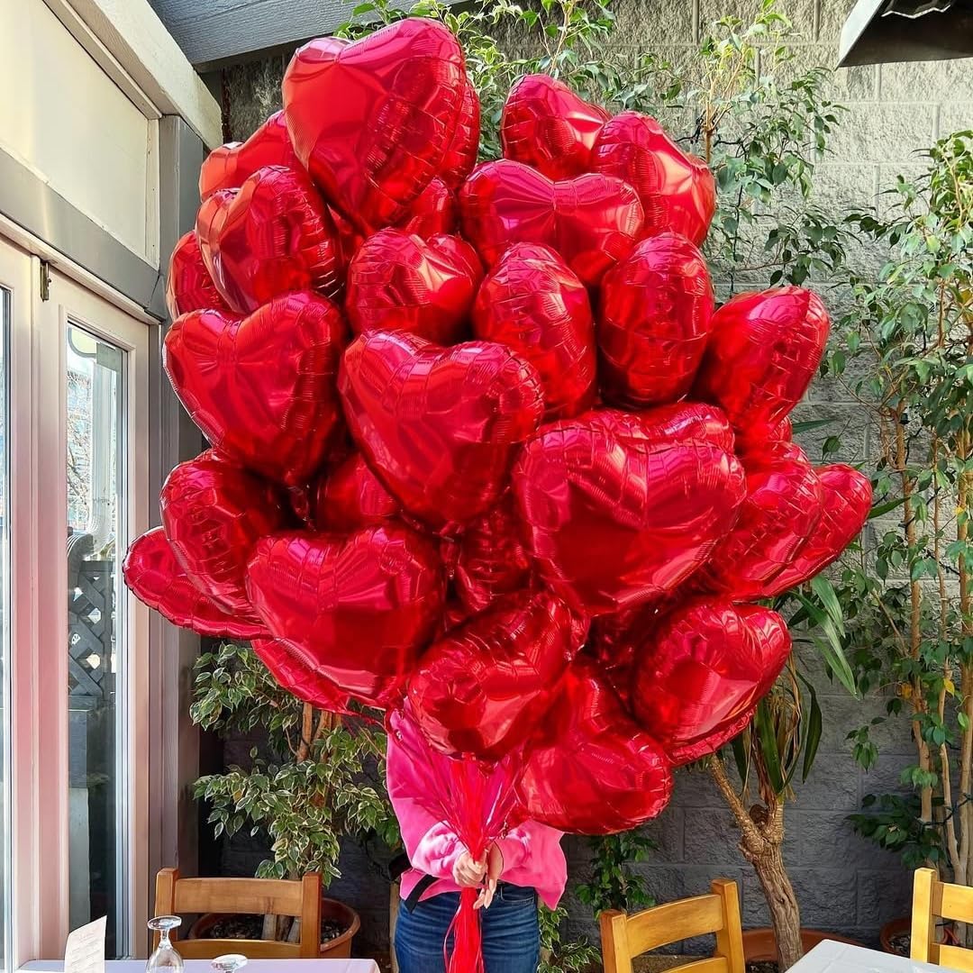 12Pcs Blue Heart Balloons, 18 Inch, Love, Valentine's Day, Wedding