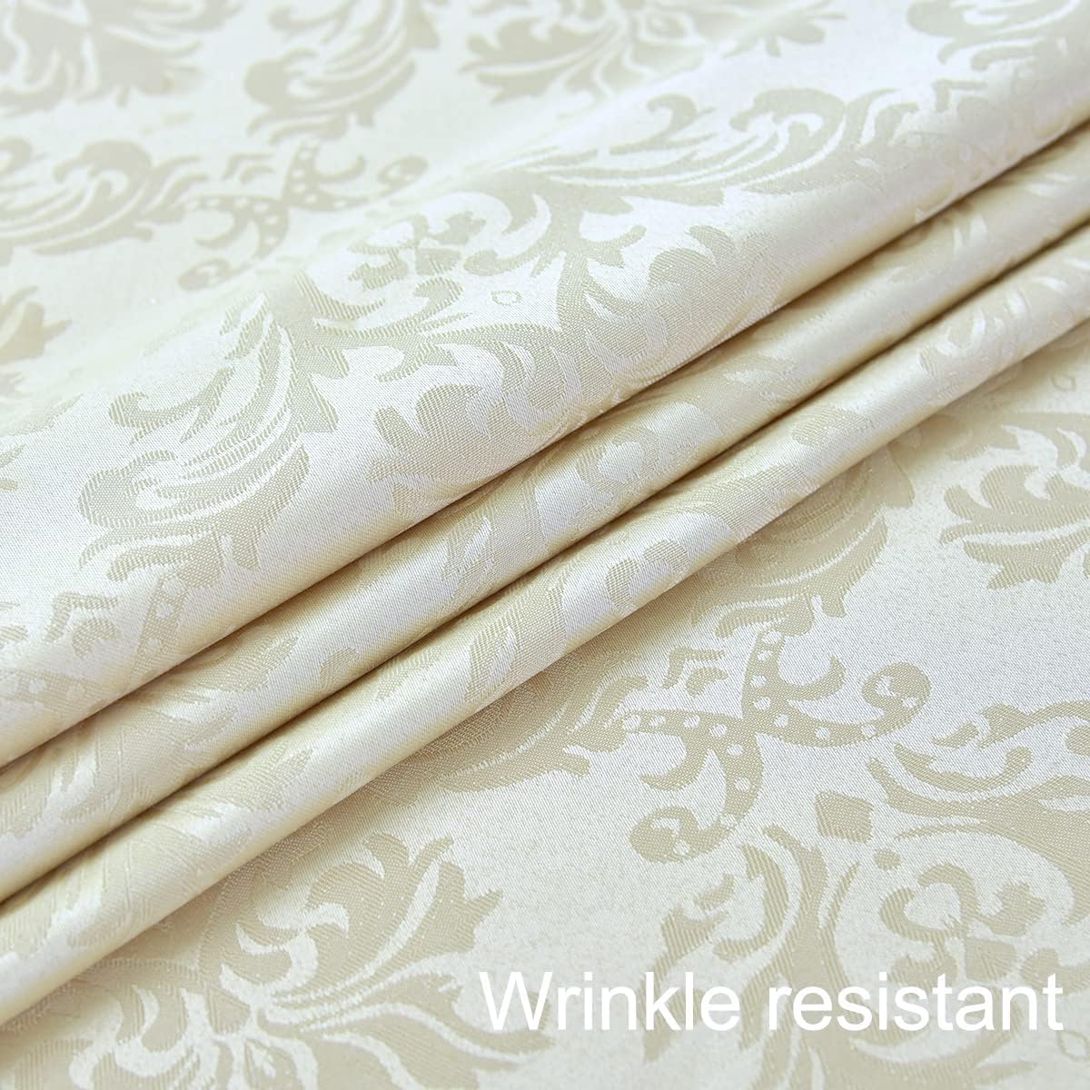 SASTYBALE Rectangle Tablecloth - 52 x 70 Inch Beige Cream Damask Table Cloth Jacquard Design Spill Proof Wrinkle Resistant Waterproof Soft Polyester Oblong Table Cover for Kitchen Parties(Ivory)
