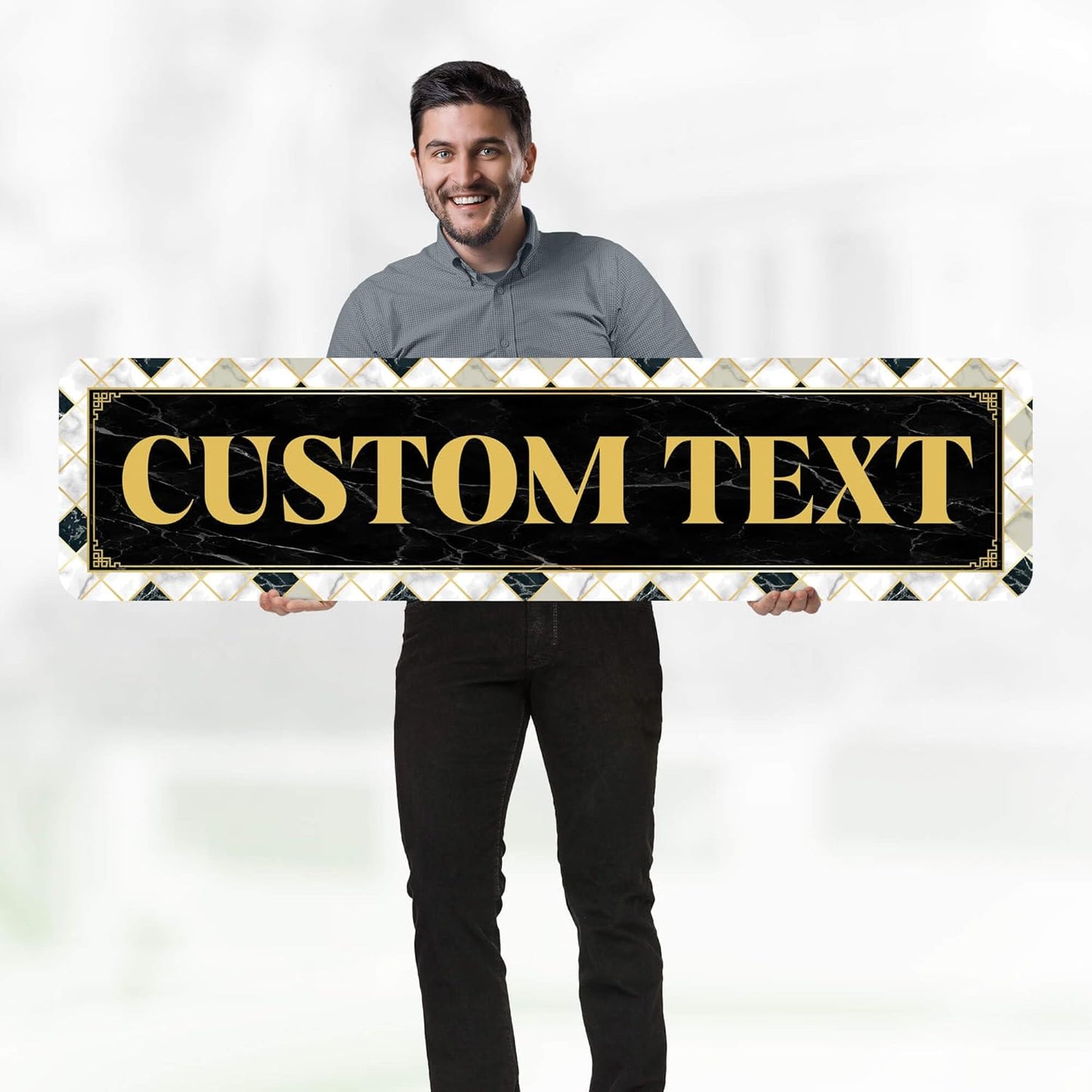 Custom Sign, Custom Street Sign, 11 Font Colors, 13 Font Styles, 4 Hole Options, 22 Sizes, 12x48 Inches, Rust Free DiBound, Fade Resistant, Made in USA by My Sign Center (Marble Tile)
