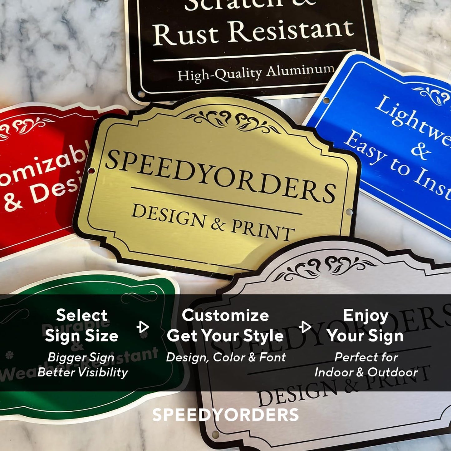 Custom Decorative Outdoor Metal Sign, Personalized Aluminum, Customized Driveway Sign, Waterproof Made In USA, Design 1 Blue Steel 12x8 In