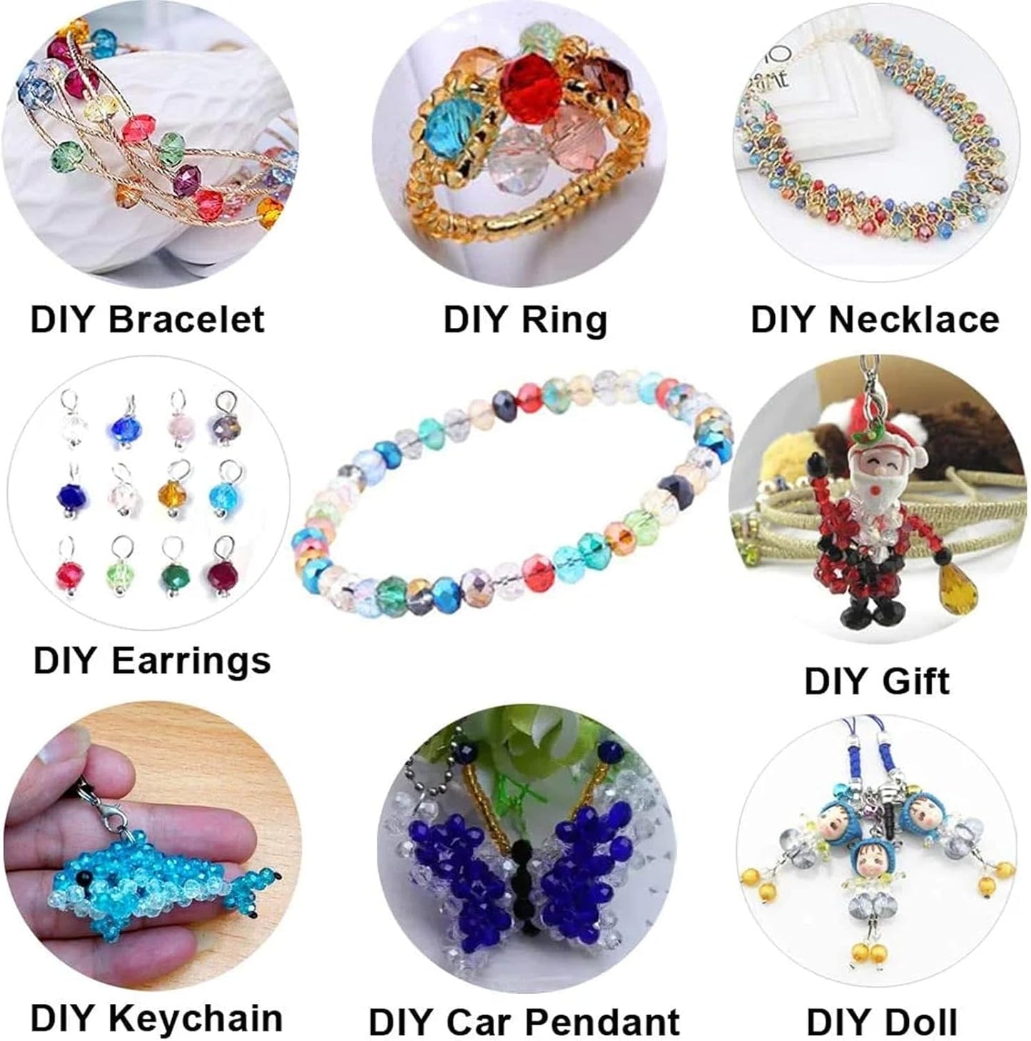 400PCS 4MM Crystal Glass Beads for Jewelry Making - Blue Series Rondelle Faceted Beads for Bracelet, DIY Crafts, Wind Chimes, Suncatchers - Round Spacer