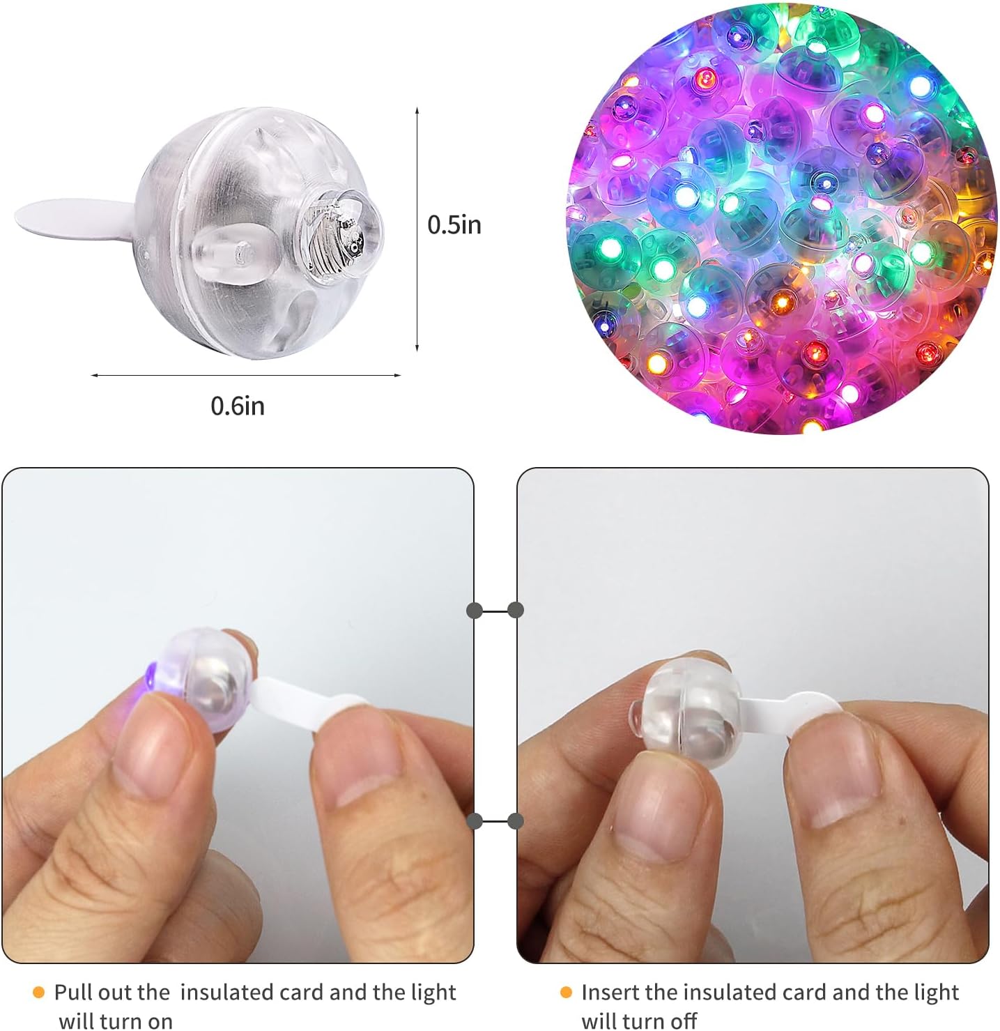 Aogist 100Pcs 10-Colors Balloon Lights with Hook,Long Standby Time,Waterproof Mini Light for Birthday Party Wedding Christmas Halloween Easter Decorative (Steady)