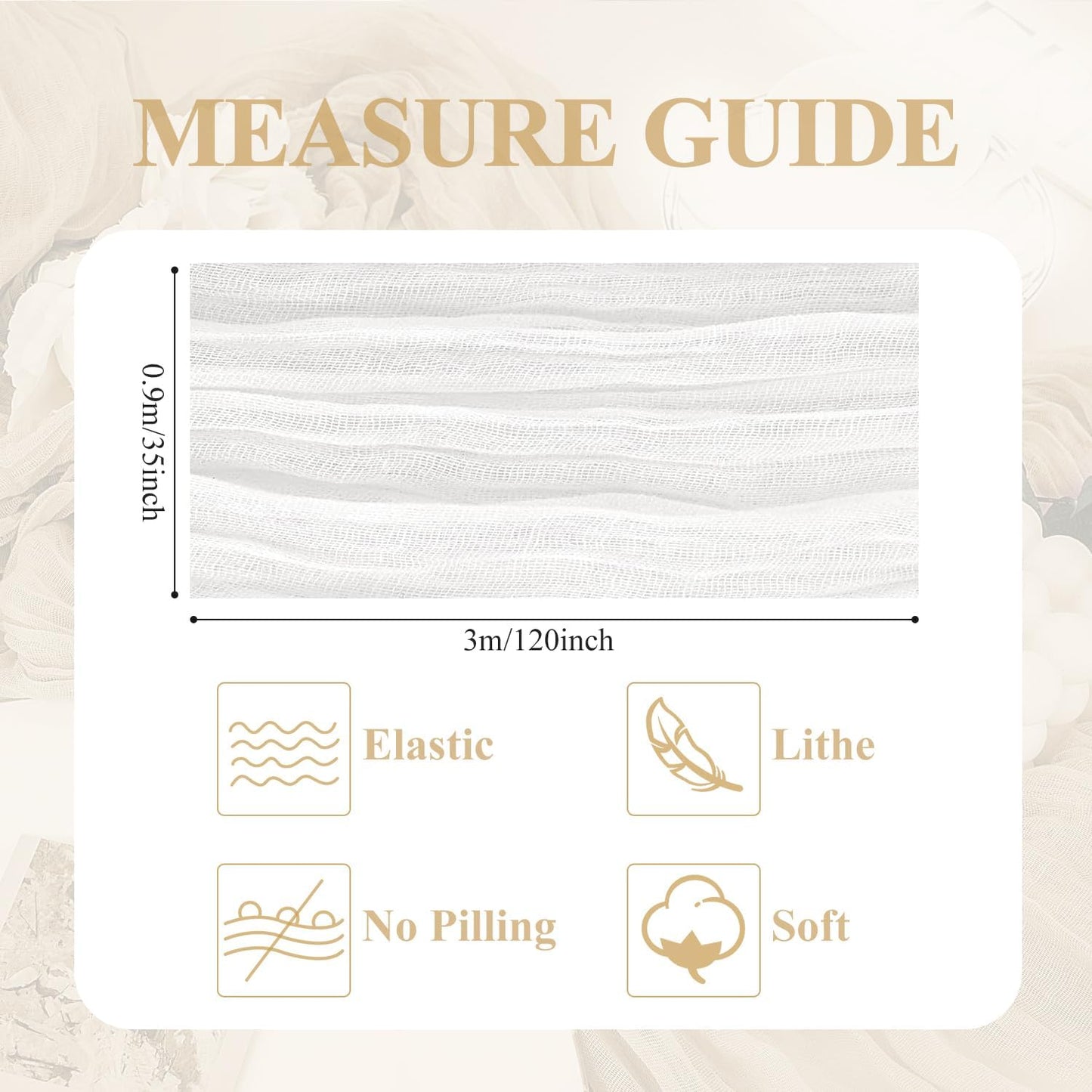 Asee'm Cheesecloth Table Runner 120 Inches Long Ivory Boho Gauze Cheese Cloth Runner 10FT Rustic Sheer Fall Table Runners for Thanksgiving Wedding Party Baby Shower Decoration