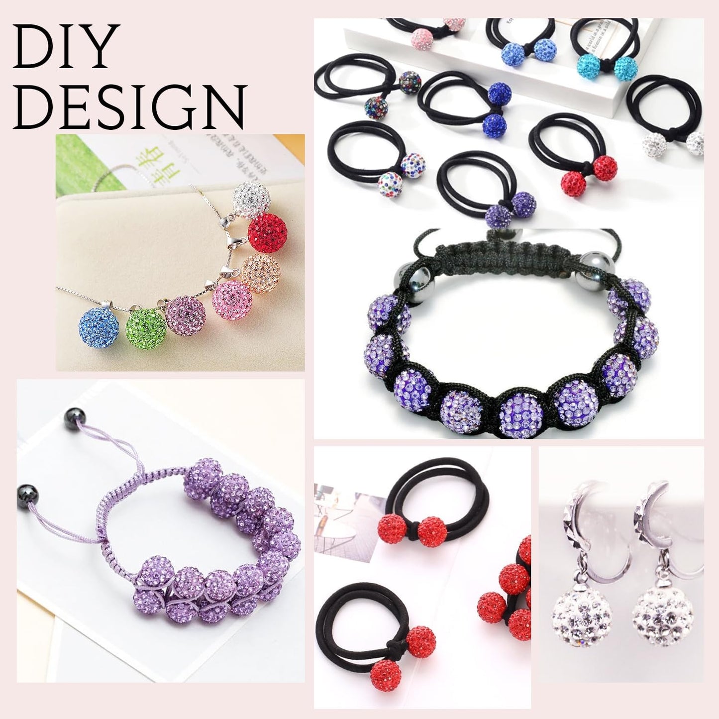 200pcs 10mm Light Sky Blue Rhinestone Beads for Jewelry Making, Shiny Round Shamballa Disco Ball Beads, Sparkle Crystal Clay Christmas for Bracelet Baseball Necklace Earring Crafting and DIY