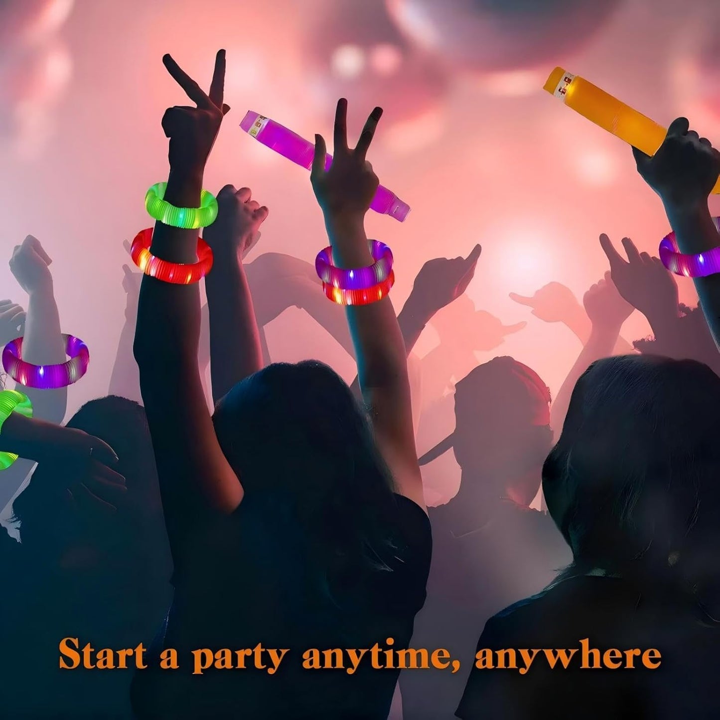 Pink 12 Pack Light Up Party Favors Supplies,Bulk Glow Sticks Bracelet,Necklace Accessories for Kids,Birthday Return Gifts Treats,Easter Basket Goodie Bag Stuffer Fillers for Boys Girls