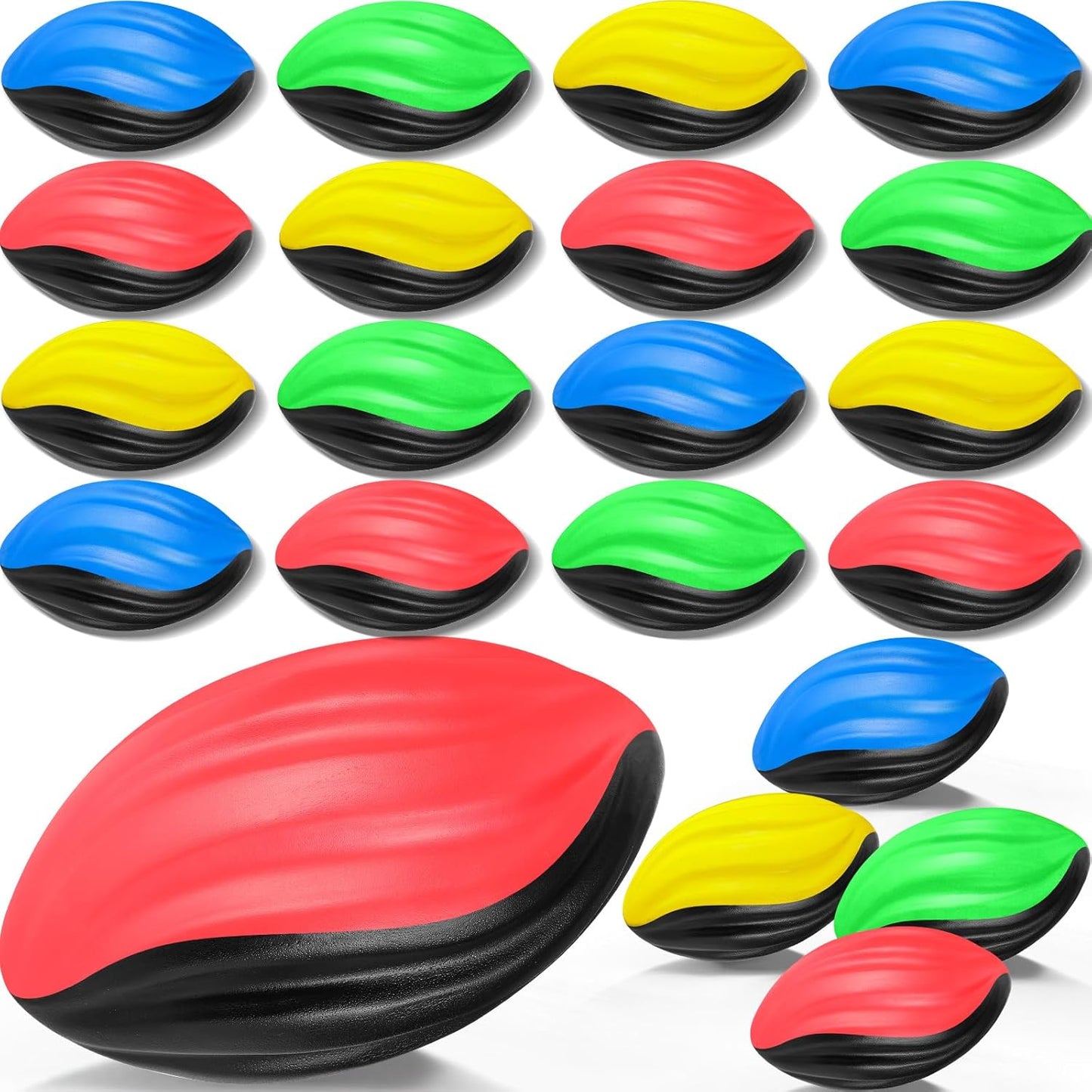 Jerify 20 Pack Mini Footballs Bulk 7 Inch Small Toy Footballs Spiral Foam Soft Sports for Indoor Outdoor Play Game Kids Party Supplies(Blue Color Series)