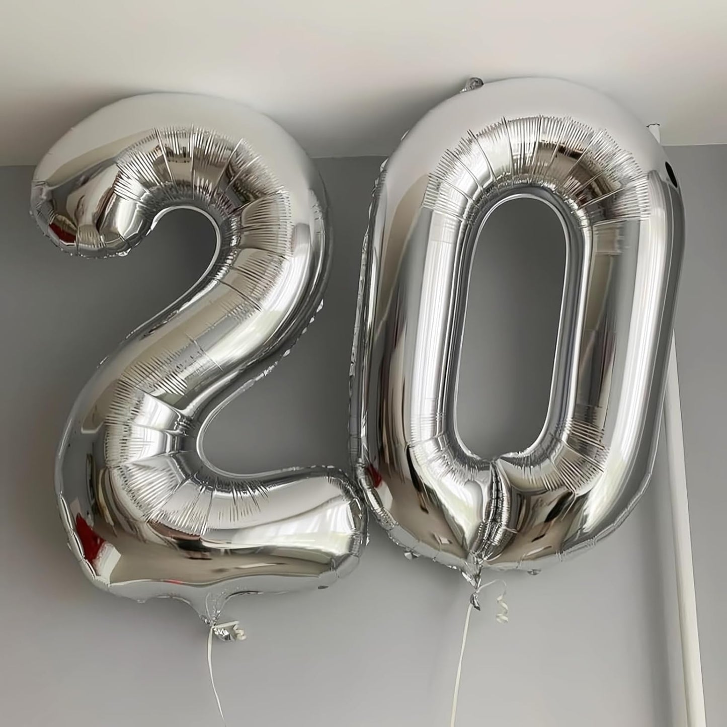 Silver 2 Balloon,40 Inch Number 2 Balloon,2 Birthday Balloon Decorations,Helium Silver 2 Balloon Number for Birthday Party Decorations