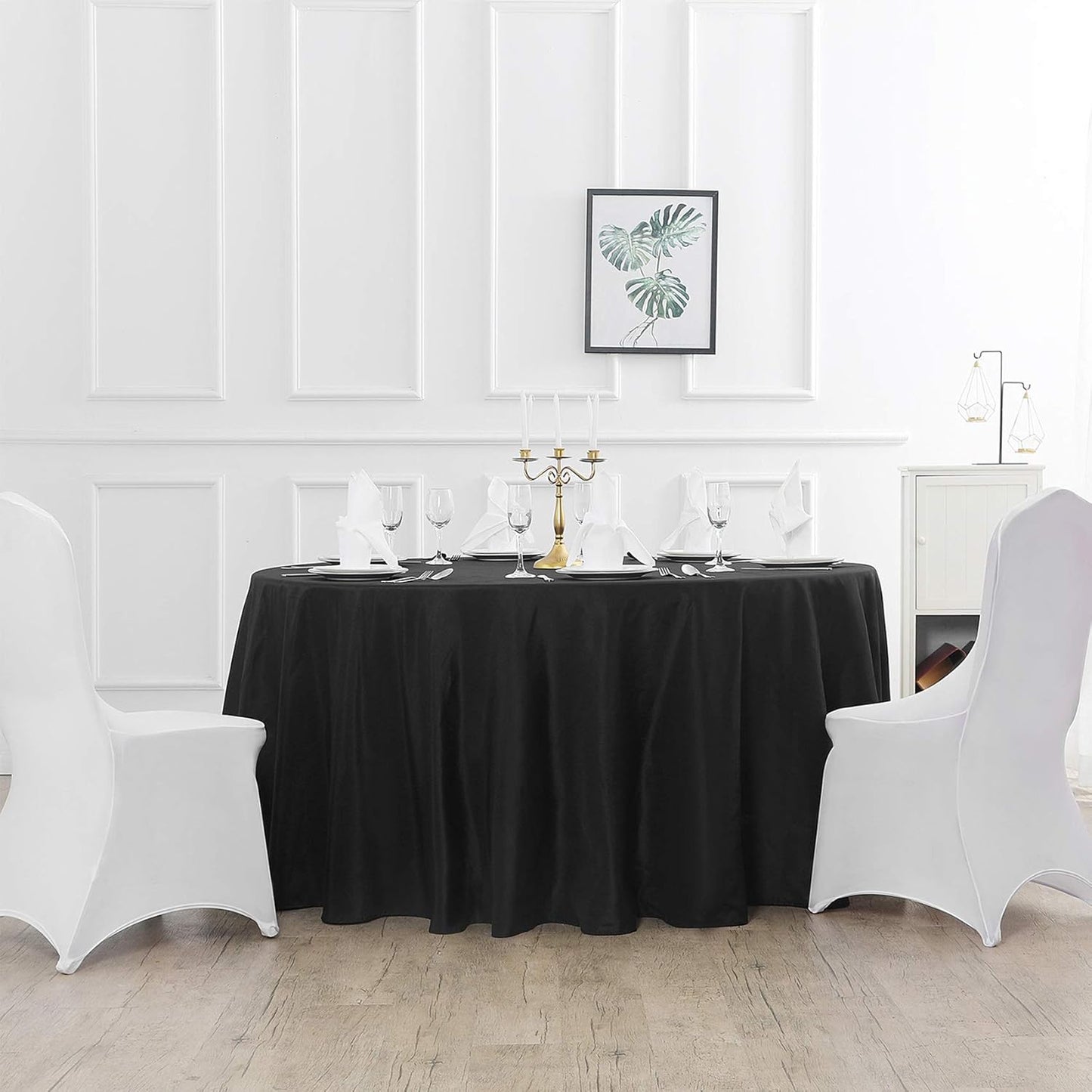 70 inch Round Tablecloth Washable Polyester Table Cloth Decorative Table Cover for Wedding Party Dining Banquet（70 inch,Black）