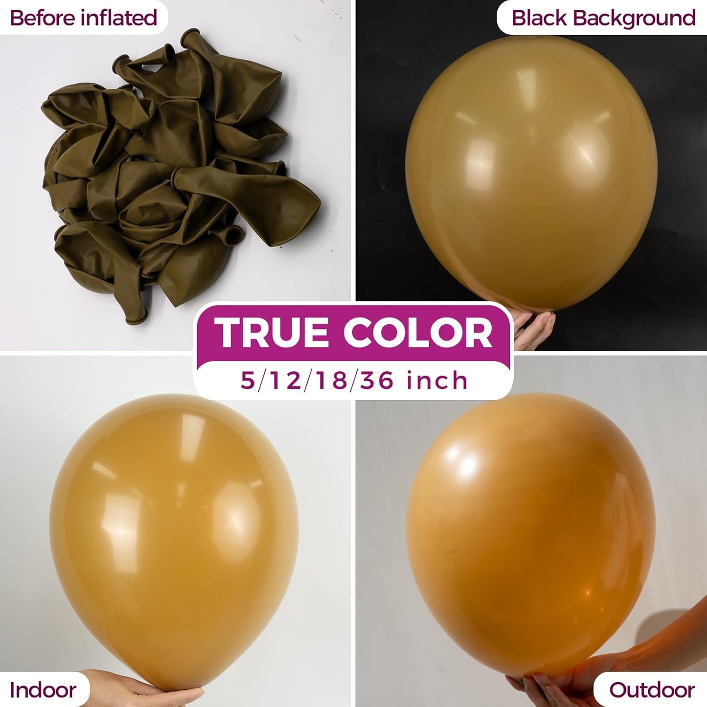 Bezente Brown Giant Balloons 36 Inch - 8 Pack Jumbo Coffee Brown Balloons Large Round Brown Latex Balloons for Birthday Bridal Shower Wedding Anniversary Party Decorations