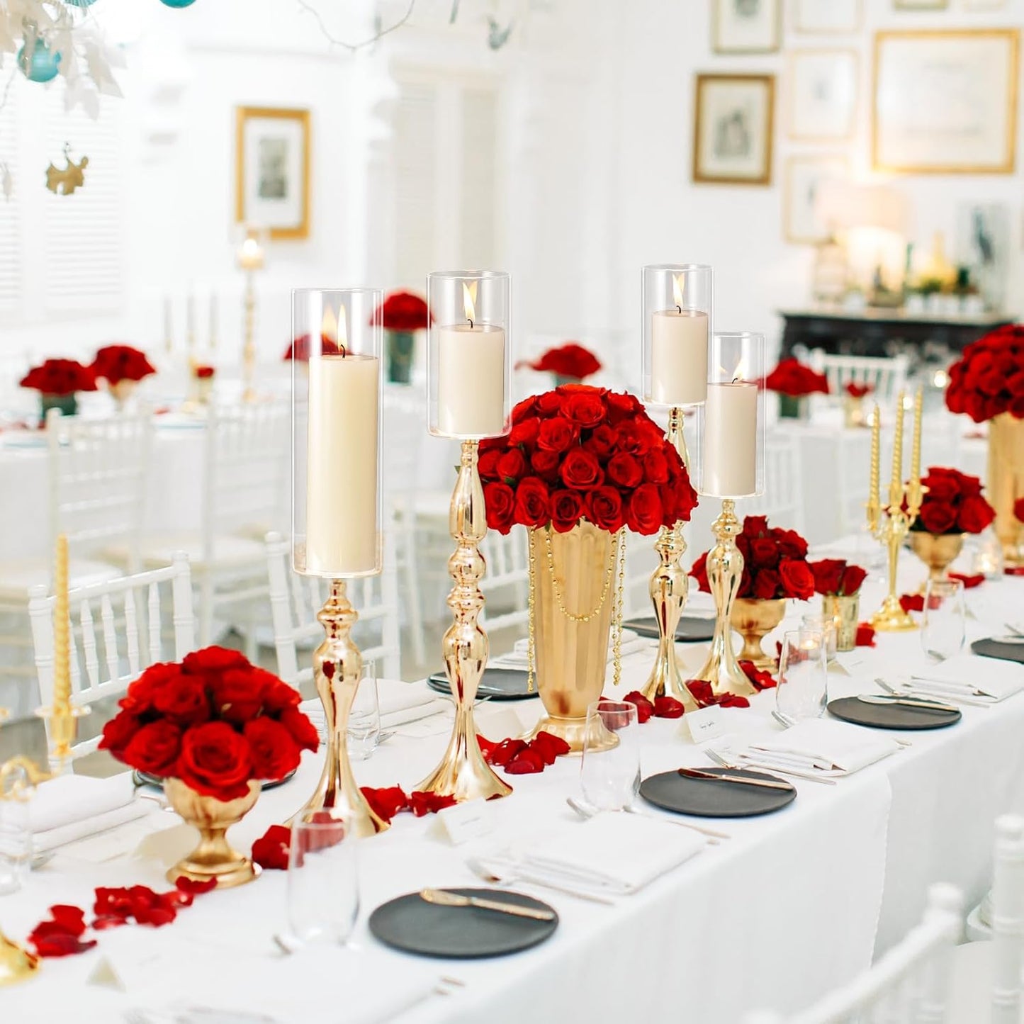 Thin Glass Cylinder Vases 2.5''/3.3'' Diameter 2mm Wall Thickness Clear Flowers Vase Hurricane Floating Candles Holders for Table Centerpieces Wedding Decor(2.5'' X 5'',6'',8'',48 Pcs)