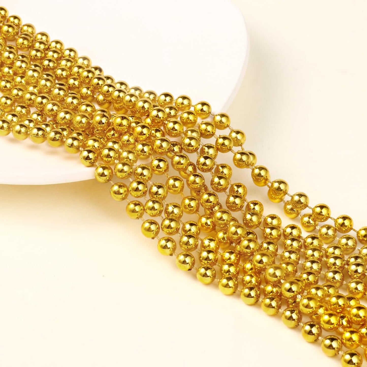 [33 Feet] Gold Pearl Beads Garland, 10MM 11 Yards Gold Faux Pearl Beads String Roll Bulk for DIY Craft Christmas Tree Wedding Party Decoration
