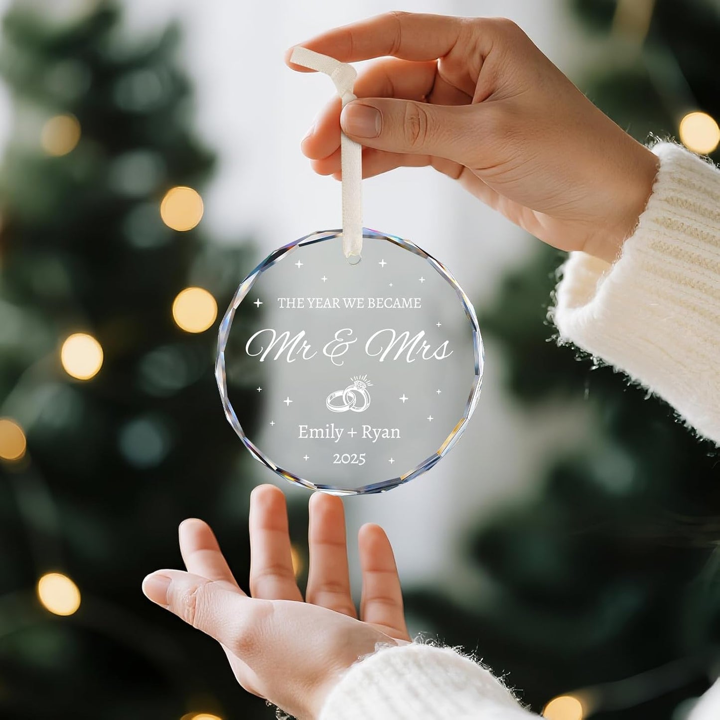 Personalized Wedding Gifts - Mr and Mrs Ornament 2025 - Bridal Shower Gifts for Bride, Newlywed, Couple, Just Married, Her - First Christmas Married Ornament 2025