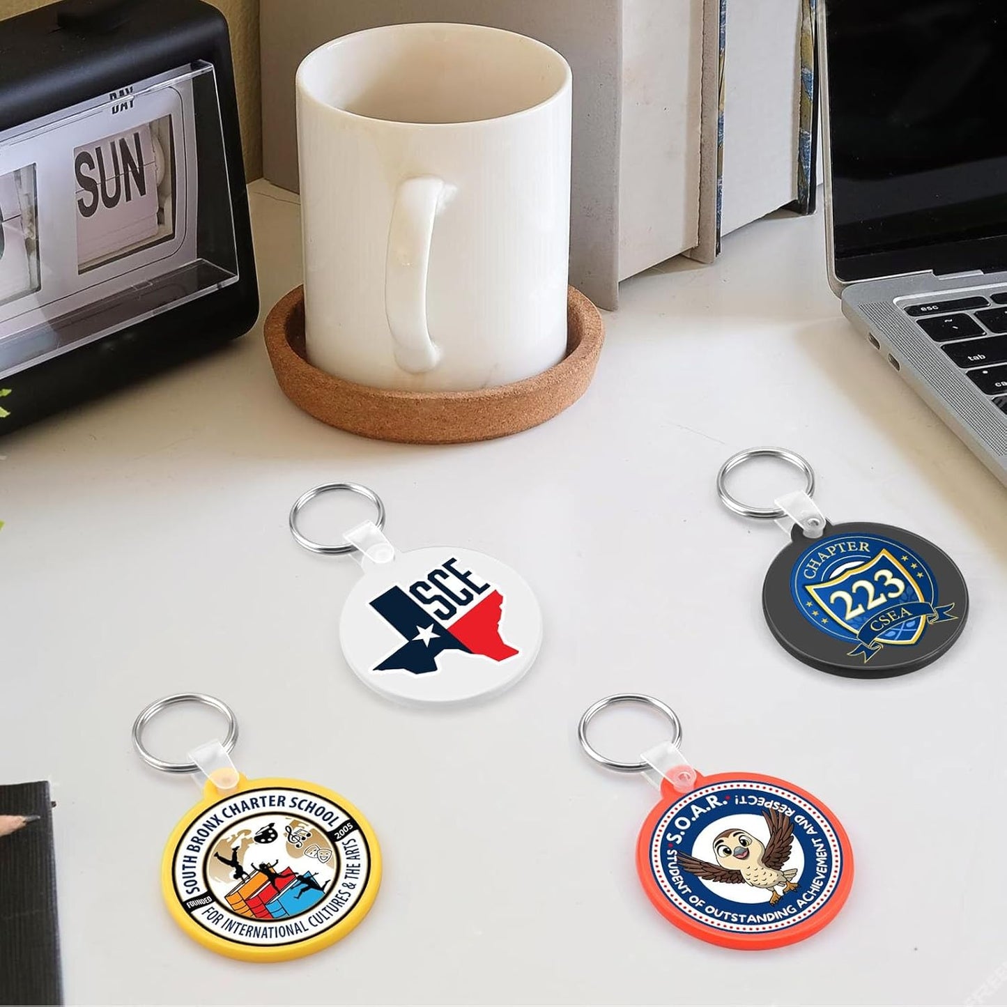 Custom Round Soft Keychains 300 Pack, Personalized Logo, Text Bulk - Perfect for Tradeshows, Party Favors, Events - Customizable Key Tags