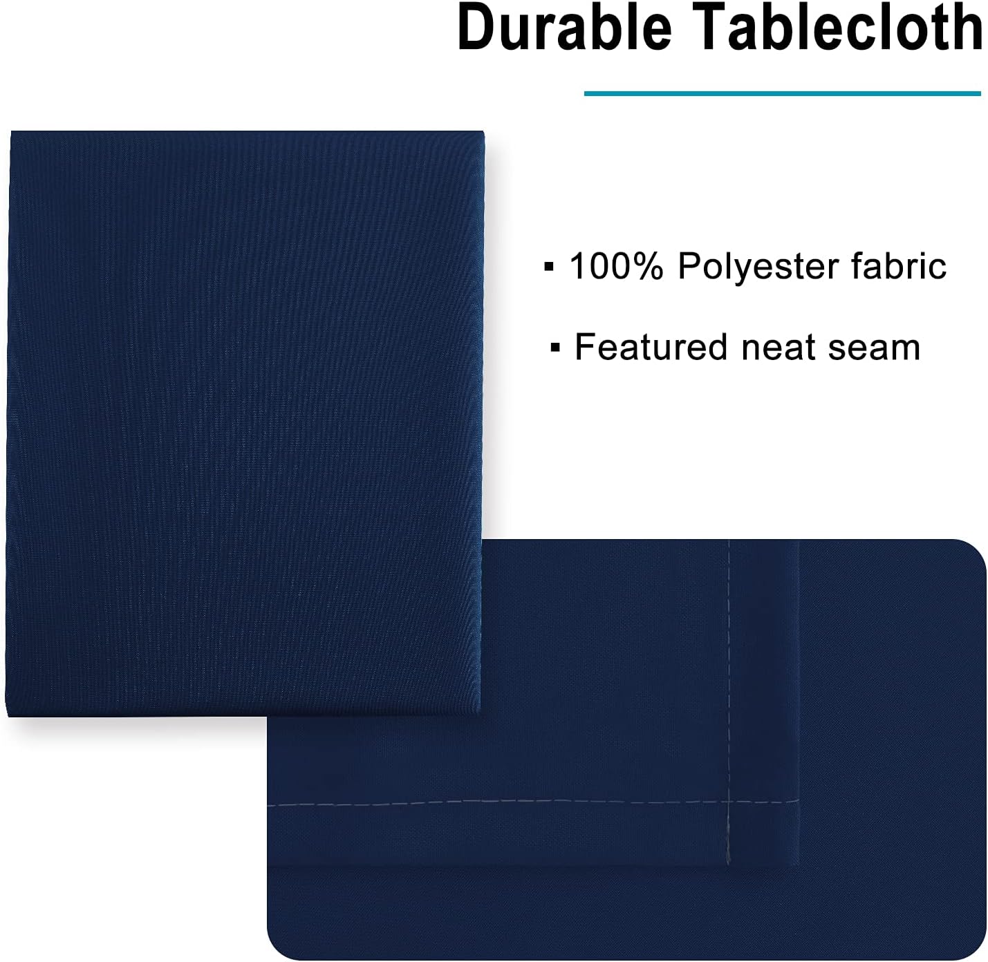 Hiasan Square Tablecloth - Waterproof Washable Polyester Table Cloth for Dining Room Kitchen Party Camping, Navy Blue, 30 x 30 Inch