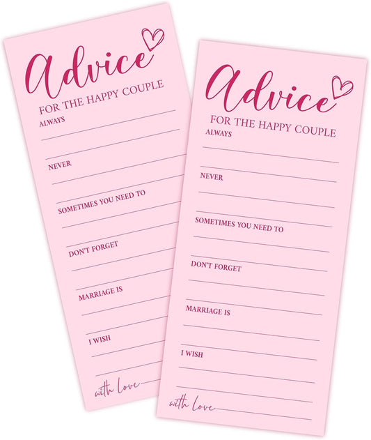 4x9 Inch Wedding Advice Cards, Advice and Wishes for The Mr and Mrs, Pink Bridal Shower Games for 25 Guests, Engagement Party Supplies, Wishes for Bride Wedding Receptio Decoration-A05