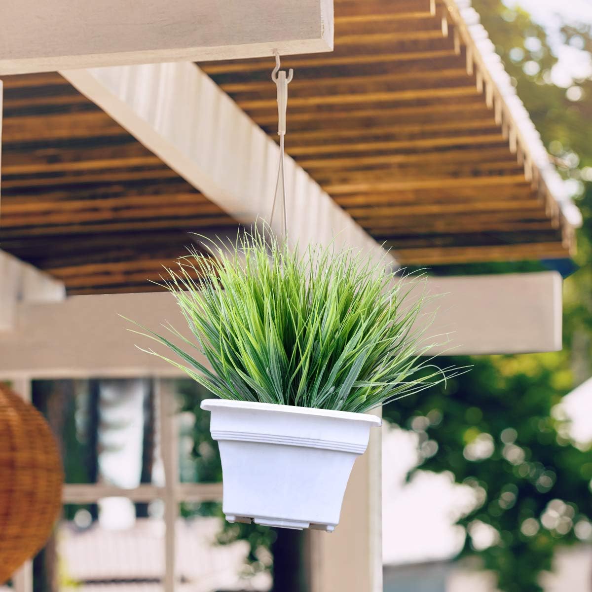 30 Bundles Artificial Grasses Outdoor UV Resistant Fake Grasses No Fade Faux Plastic Plants Garden Porch Window Box Decorating…