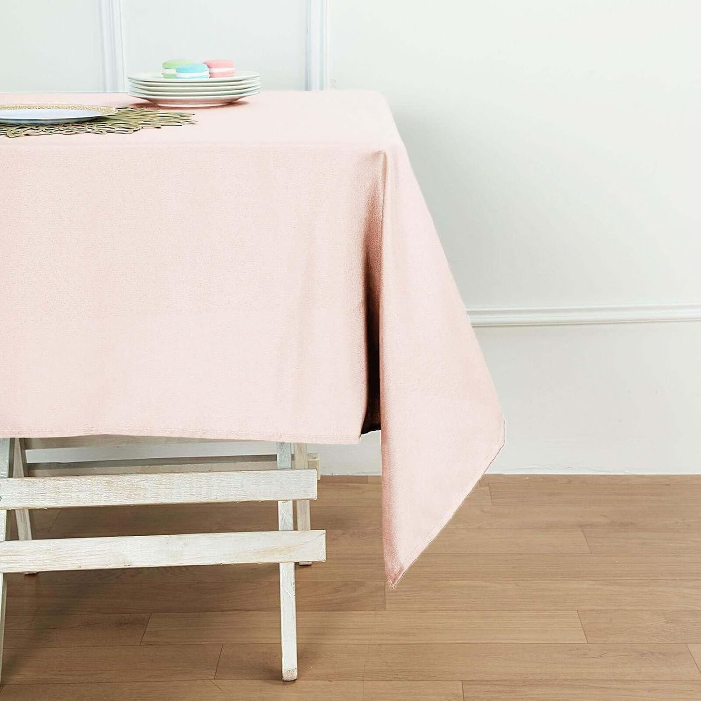 Efavormart 54x54 Blush Wholesale Linens Seamless Polyester Square Linen Tablecloth for Wedding Banquet Party Restaurant