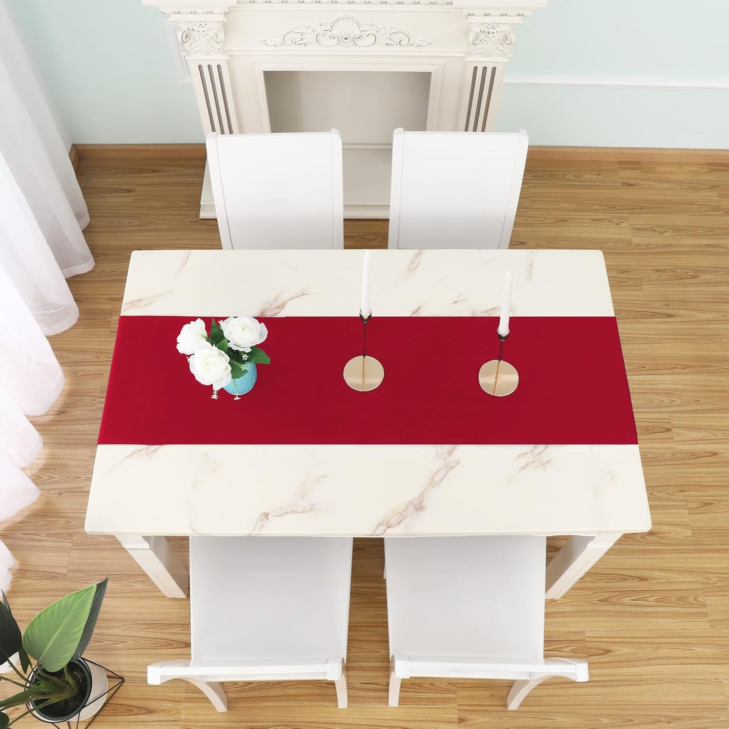DUALIFE Red Table Runner 14 x 72 inch Divine for Valentines Day Mother's Day Wedding Holiday Dining, Natural Fabric Handcrafted Dresser Scarf Banquet Catering Services Event 1 Piece