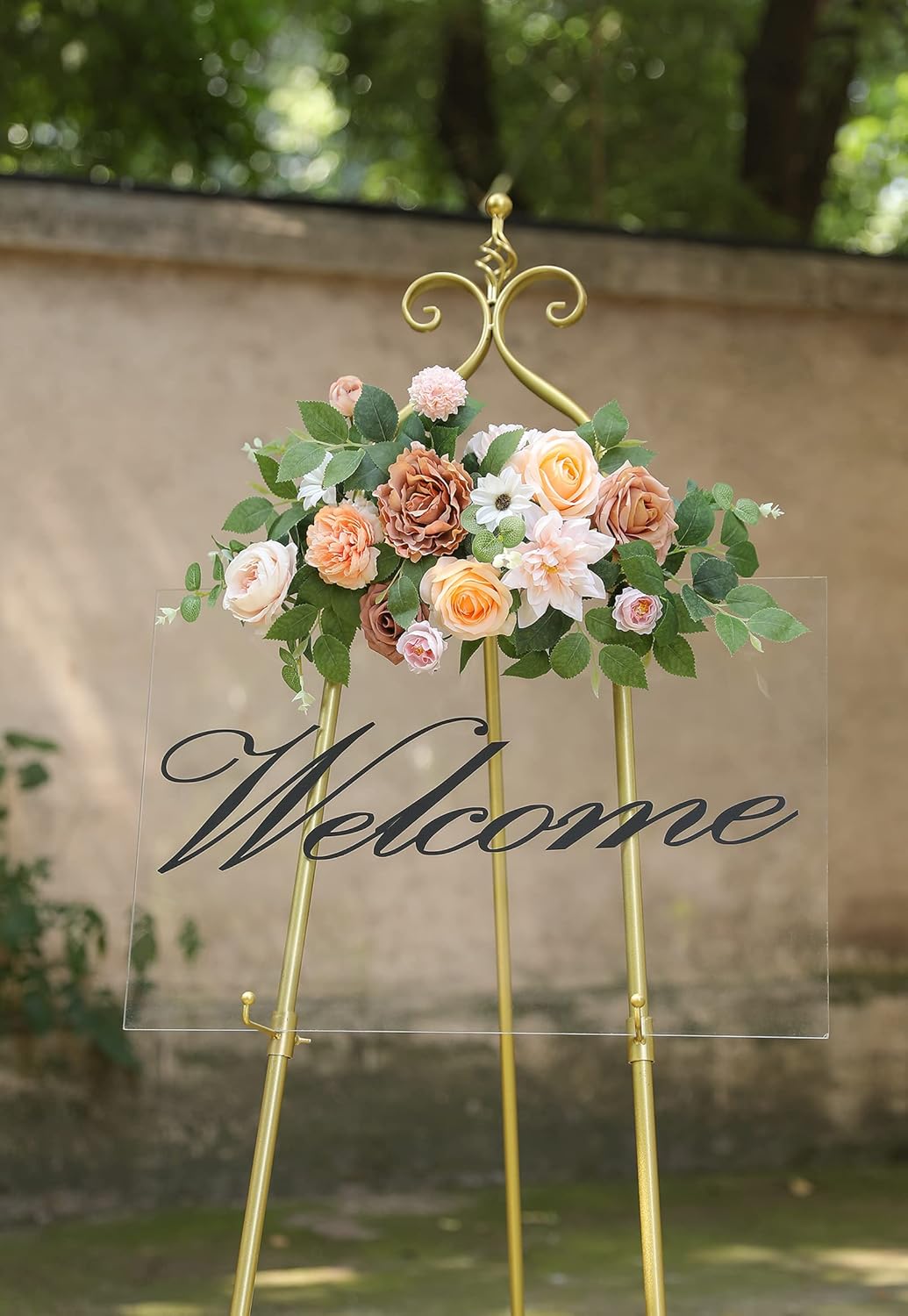 SERRAFLORA Artificial Flowers Combo Box Set Faux Flowers Bulk Flower Leaf with Stems for DIY Wedding Bouquets Centerpieces Baby Shower Party Home Decorations(Champagne Pink)