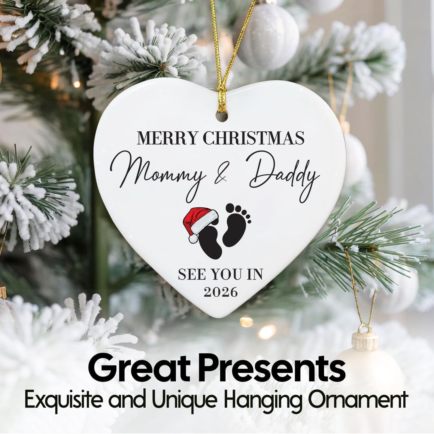 NewEleven Pregnancy Announcement Gifts for Husband Wife Family, Gender Reveal Gifts, Pregnancy Gift for Expecting Mom, for New Mom, New Dad, New Parents - Ornament