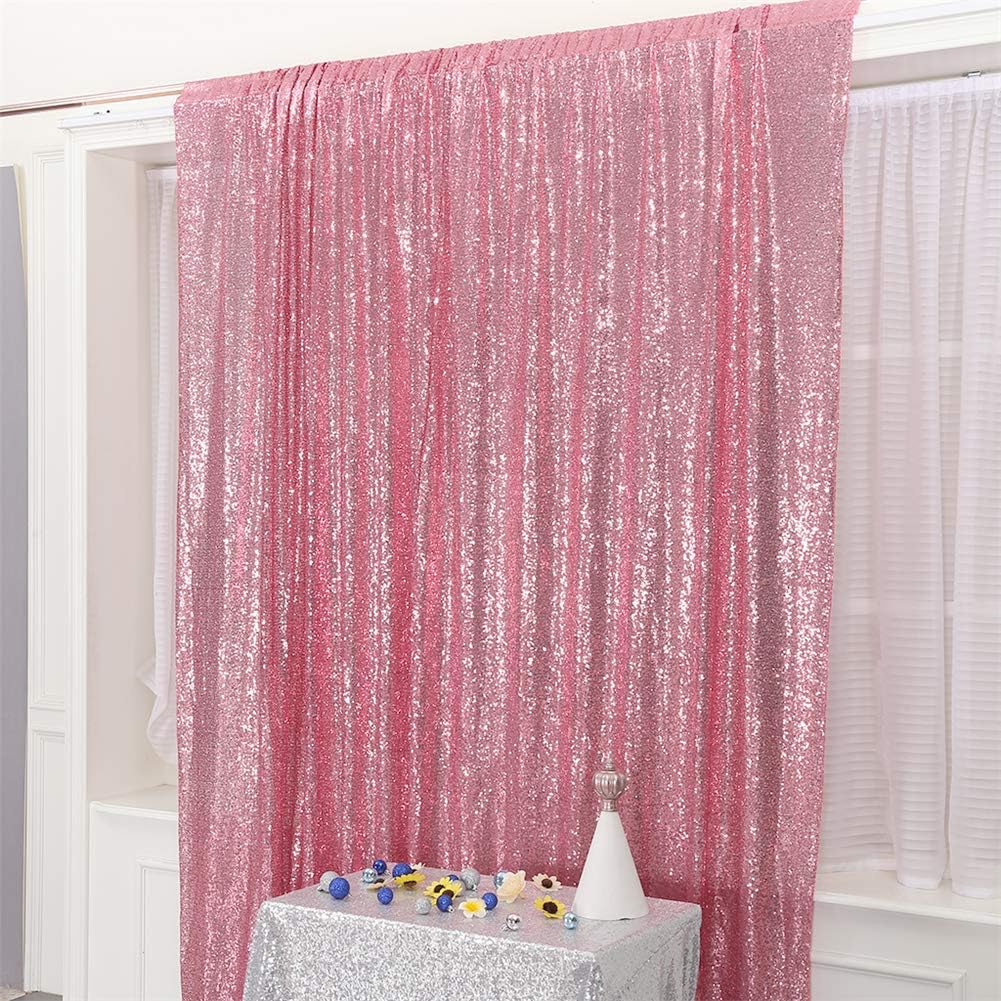 Eternal Beauty Fuchsia Pink Sequin Backdrop, 6x8 Ft Glitter Background Curtains for Shimmer Photography Party Wedding Birthday Back Drop Decor