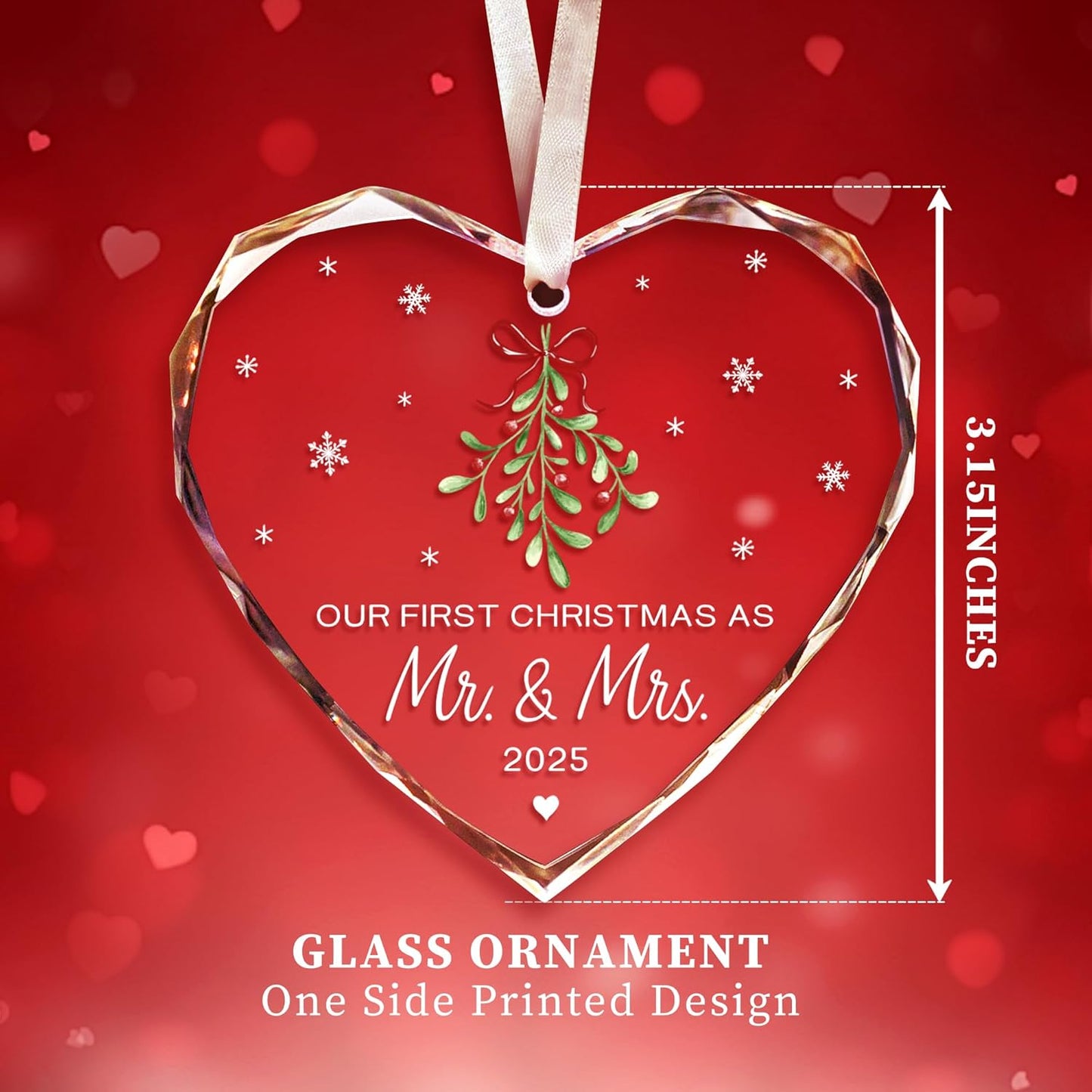 Wedding Gifts -Mr and Mrs Gifts - Wedding Gift for Couples 2025 Future Mr and Mrs - Bridal Shower Gift ldeas for Married Newlywed -Glass 1st First Christmas Married Ornament 2025