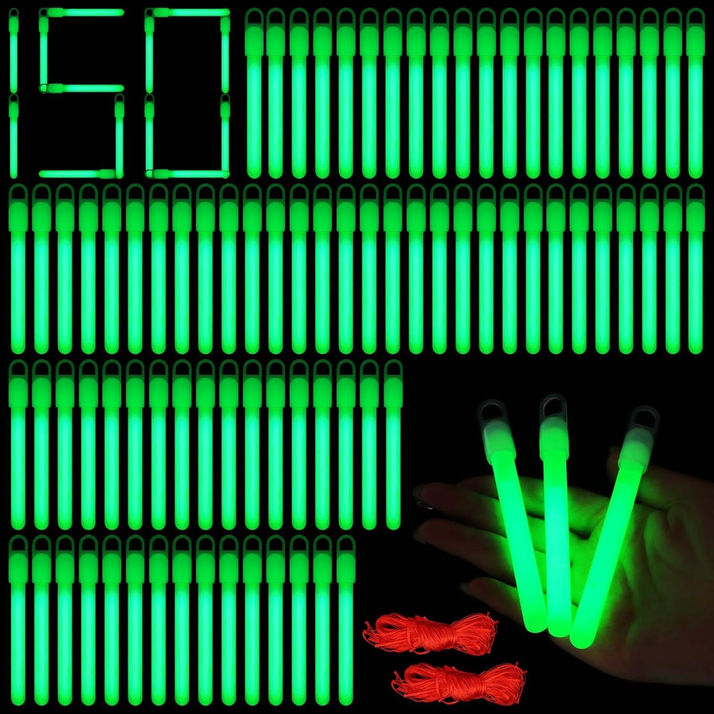 150 Pcs Green Glow Sticks Bulk 4 Inch Emergency Bright Light Sticks with Lanyard Fishing Glow Sticks 12 Hours Duration Camping Glow Sticks for Rave Easter Halloween Christmas New Year Concert Decor