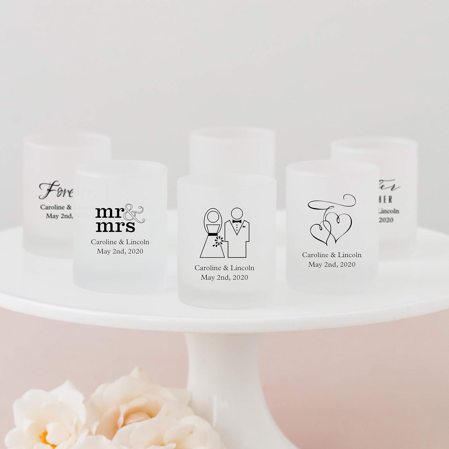 WEDDINGSTAR Personalized 3oz Frosted Shot Glass Customizable Full Color Print - 36 pack
