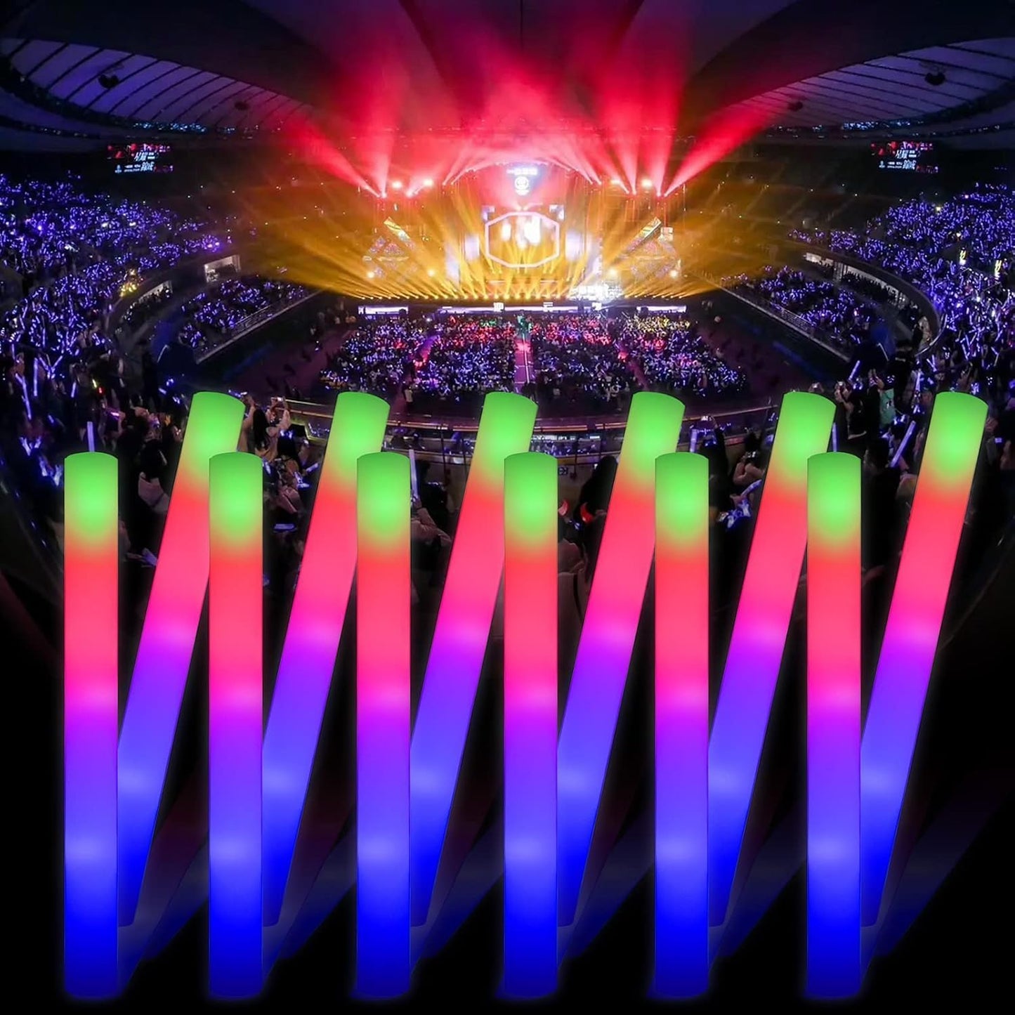 30 Pieces Led Foam Sticks - Flashing Glow Sticks Party Supplies Light Up Baton Wands for Kids, Raves, Birthday, Wedding, Christmas, Halloween, Children Toy