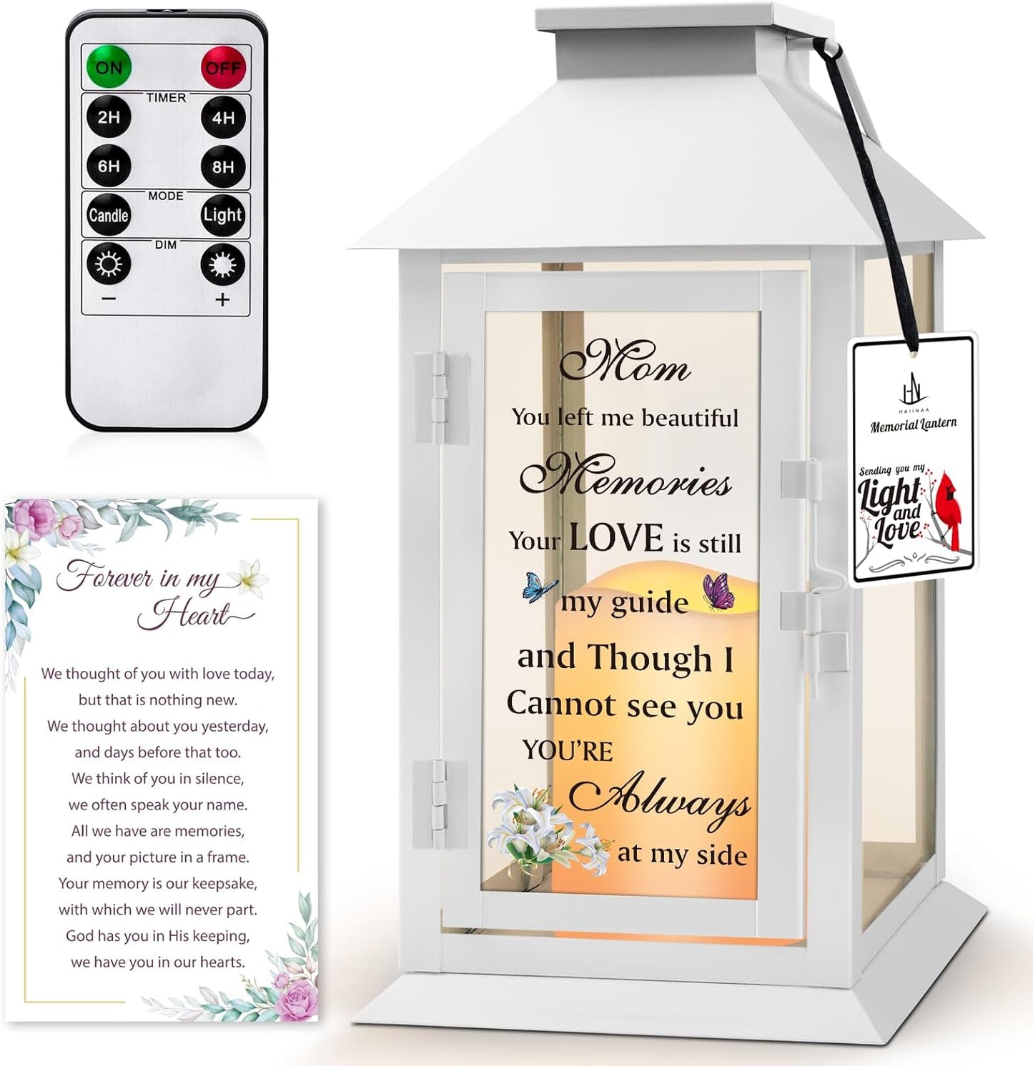 Memorial Lantern Bereavement Gifts in Memory of Loved One Memorial Gifts for Loss of Mother Remembrance Sympathy Gifts for Loss of Loved One with LED Candle and Remote