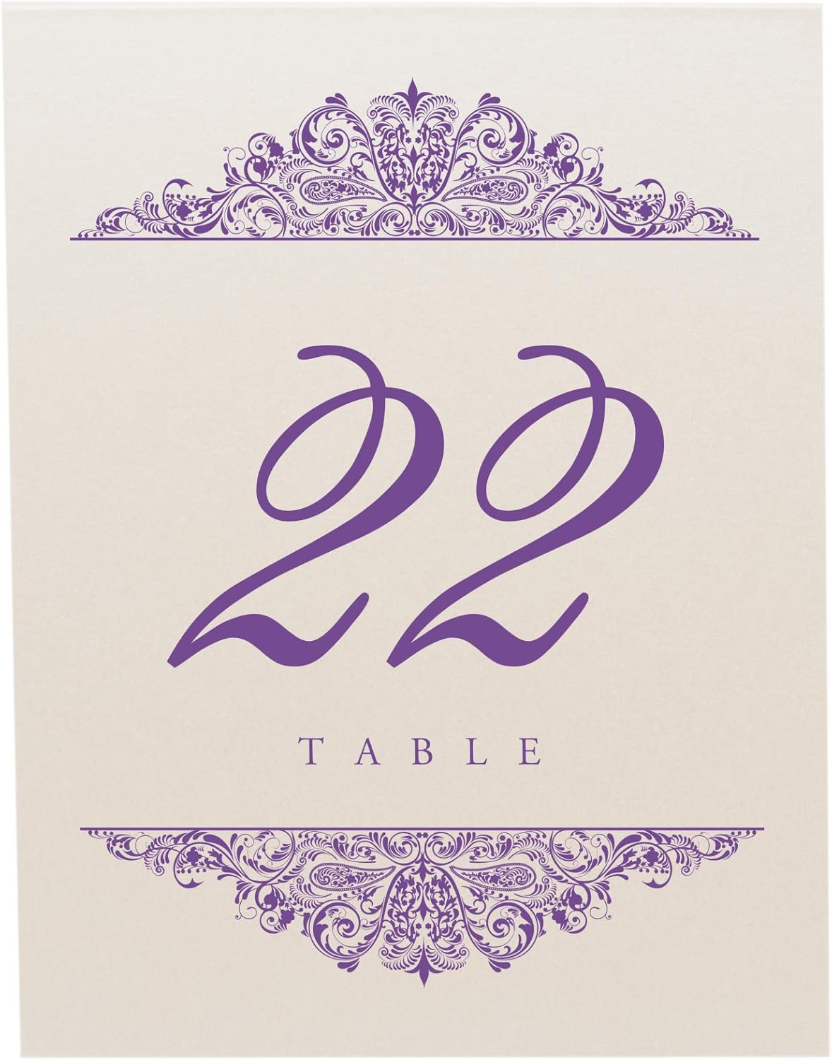 Paisley Wedding Table Numbers (Select Color/Quantity), Champagne, Purple, 1-60, Double Sided, Tent or Use in a Stand, Great for Parties & Restaurants - Made in the USA