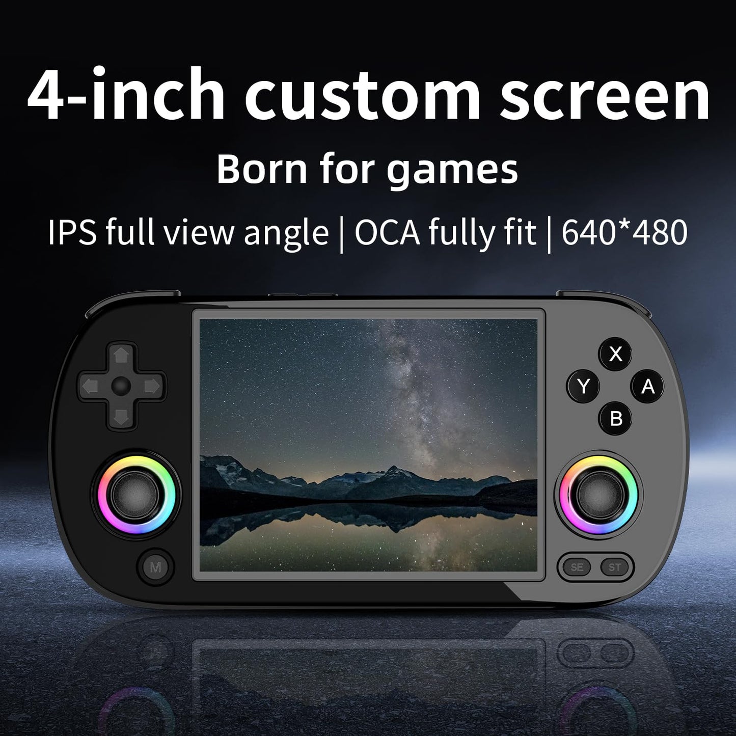 RG40XX H Handheld Game Console RG40XXH Retro Gaming Console 4.0'' IPS Screen with 64G TF Card Pre-Installed Games Linux System Supports 5G WiFi Bluetooth HDMI and TV Output New Emulator RG40XX Black