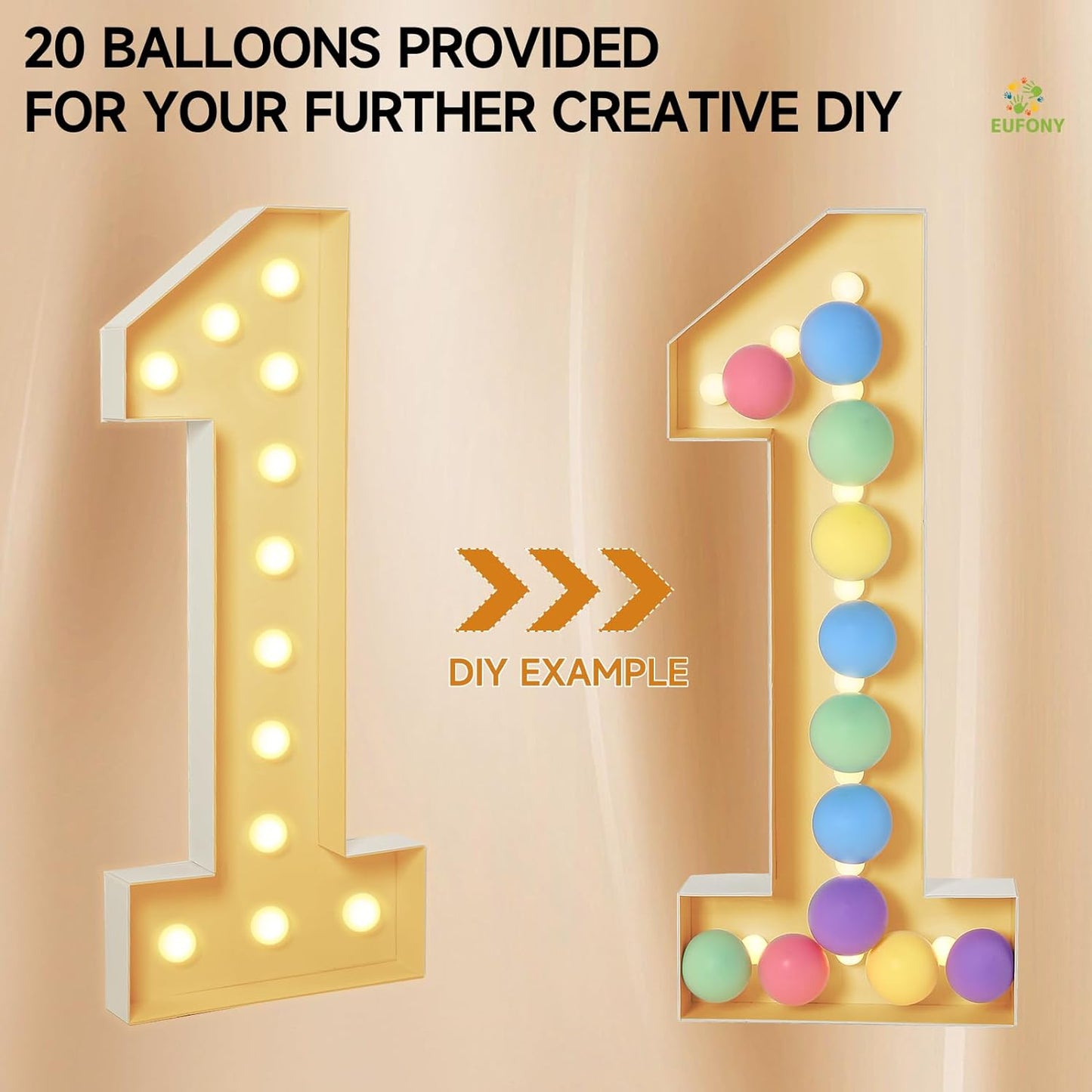 4FT Marquee Numbers, Large Light Up Numbers 8 for 8th 18th 80th Birthday Party Decorations, Giant Light Up Number for Anniversary Decor, 4 Feet Mosaic Number 8 with LED Lights DIY Kit