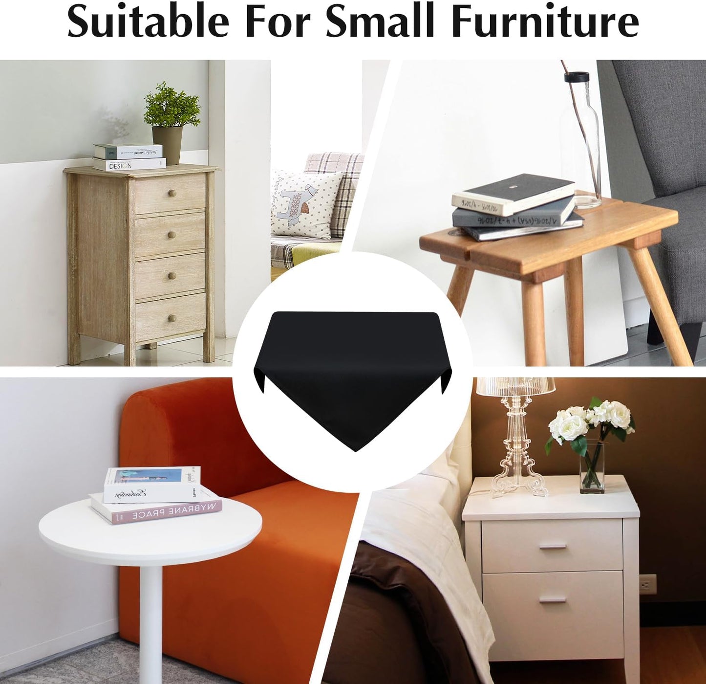2 Pack Small Square Table Cloth 24X24 Inch Black Washable Fabric Tablecloth Polyester Solid Tables Cover for Night Stand End Table Side Table Outdoor Indoor