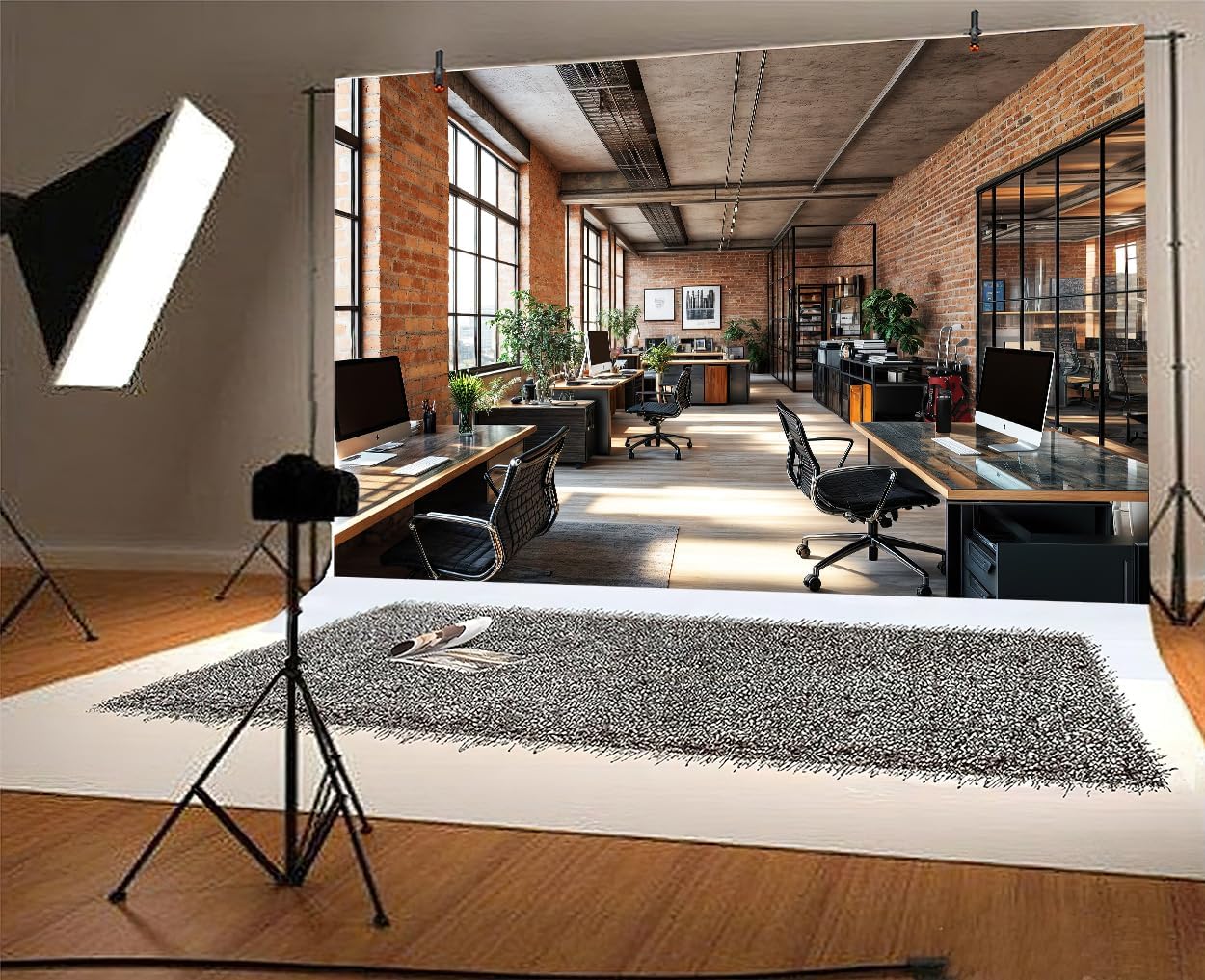 5X3ft Office Video Photo Backdrop Photography Background for Recording Conference, Zoom Home Podcast Backdrops Photo Booth Prop Decorations Wall Decor Tablecloth