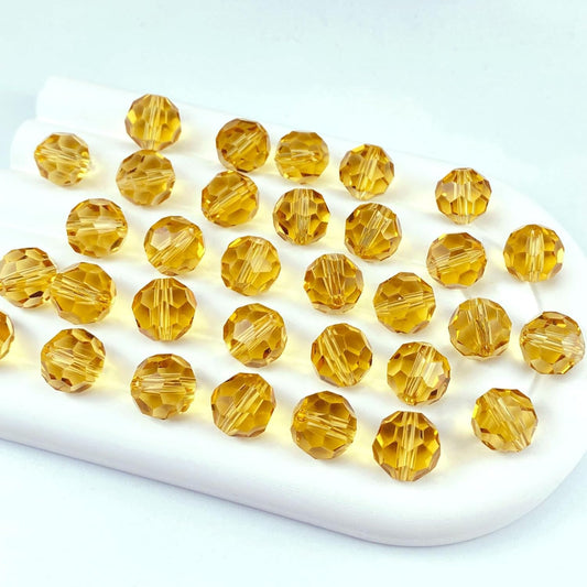 400 PCS 4mm Crystal Glass Beads Round Multiple Faceted Loose Spacer Glass Beads for DIY Handcrafte Bracelet Necklace Earring Jewelry Making(Gold Champagne)