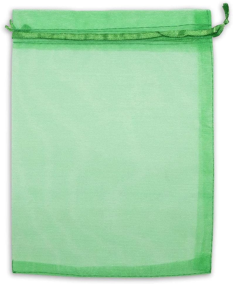 TheDisplayGuys 100-Pack 6x8 Light Green Sheer Organza Gift Bags with Drawstring, Jewelry Candy Treat Wedding Party Favors Mesh Pouch