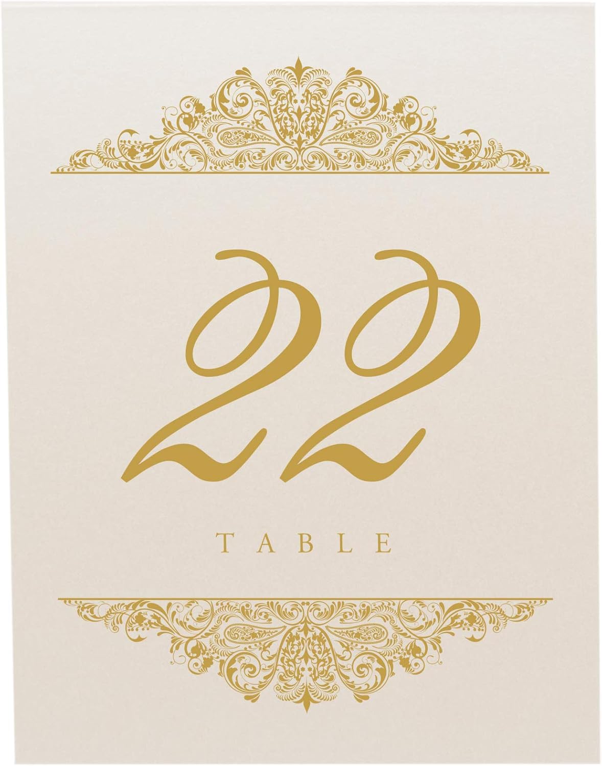 Paisley Wedding Table Numbers (Select Color/Quantity), Champagne, Gold, 1-80, Double Sided, Tent or Use in a Stand, Great for Parties & Restaurants - Made in the USA