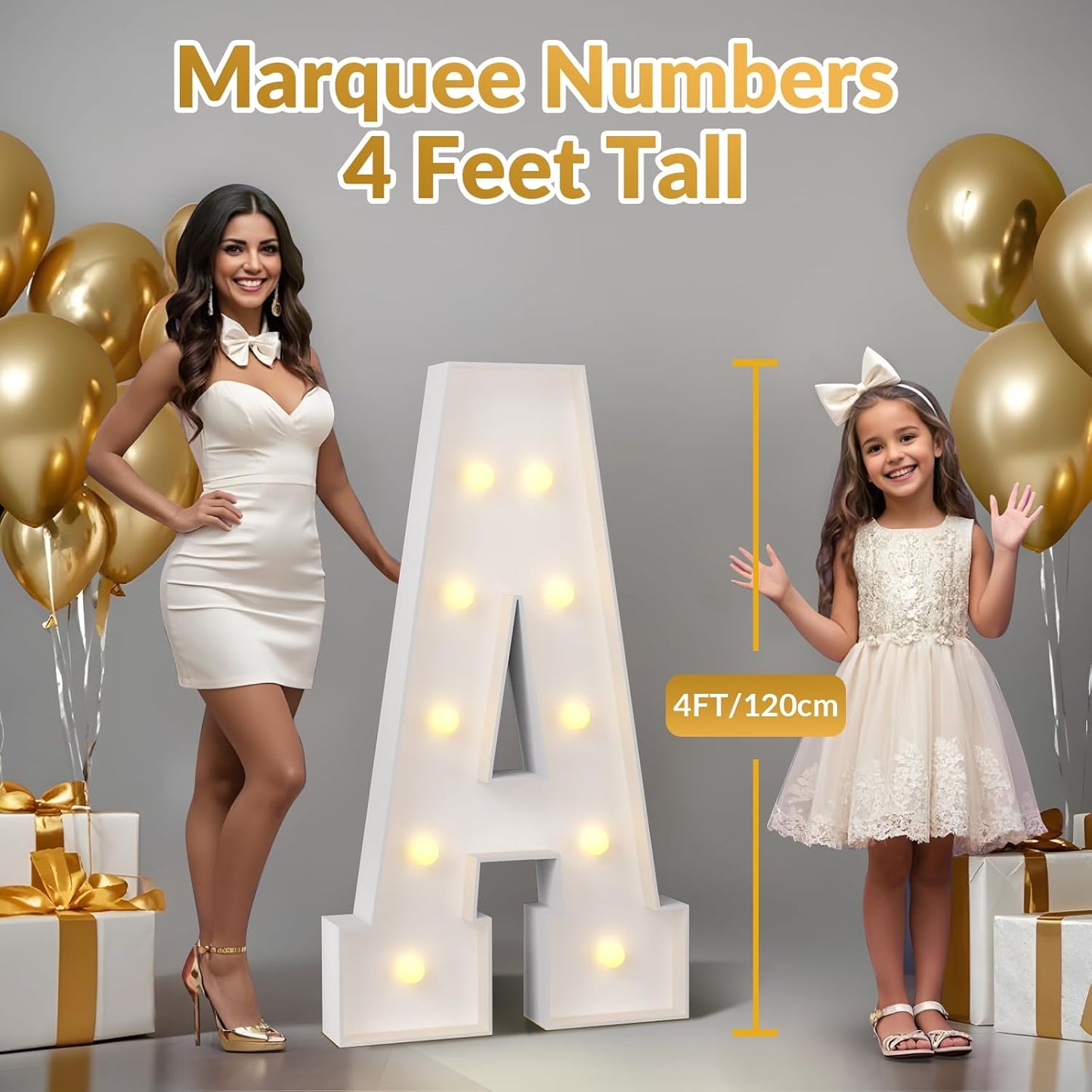 JoyMuse 4FT Marquee Light Up Letters,Large Marquee Letters 4 Feet Tall for Marry Me Proposal Decorations Big 4FT Letters with Lights for Baby Shower Party Decor, Letter H