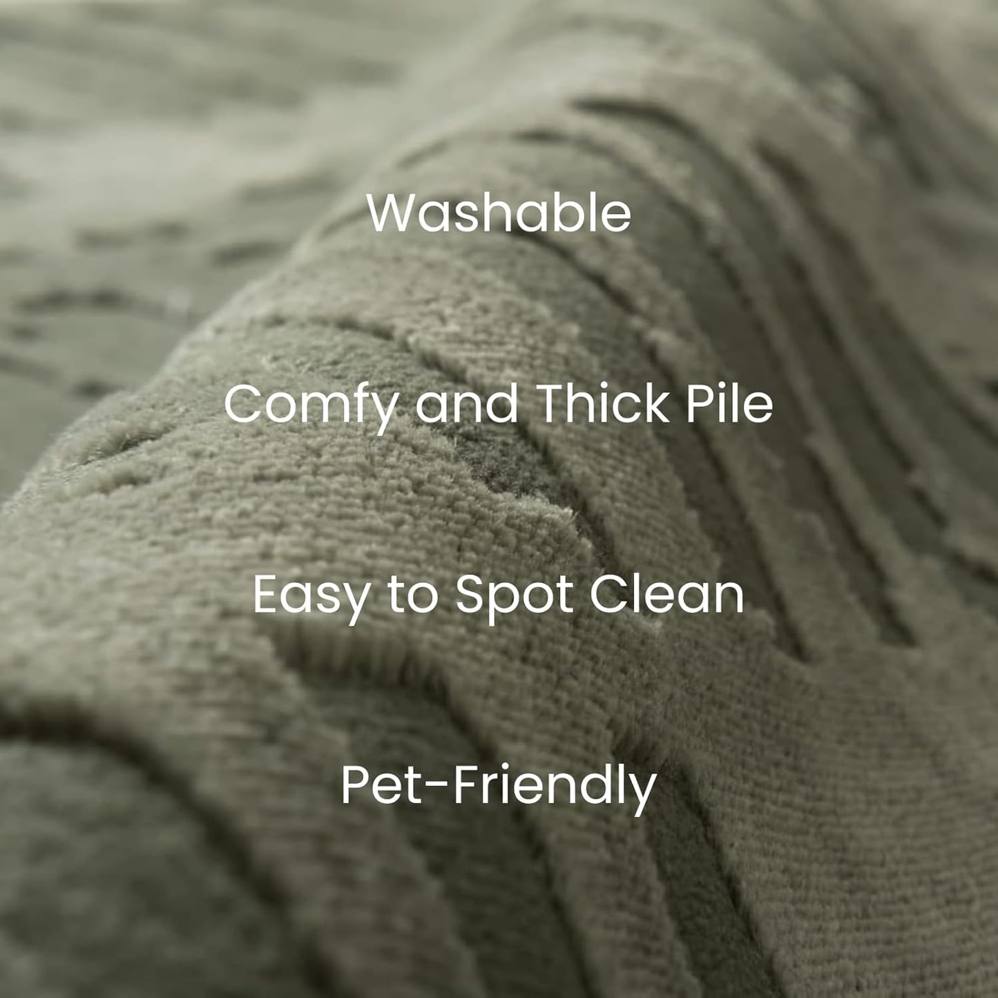 Revival Rugs Shell 5'3"x7'10" Washable Area Rug for Living Room Bedroom - 100% Recycled Oeko-TEX Certified, Medium Pile, Green