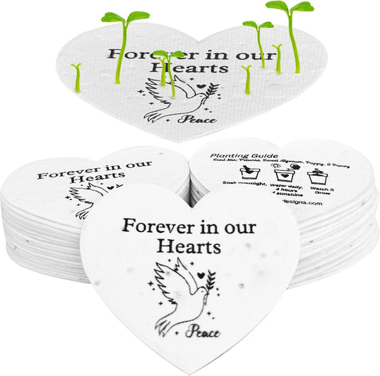 50 Plantable Seed Paper Funeral Favors for Guests - Handmade Seed Cards with Wildflower Seeds for Celebration of Life Events , Memorial Gifts, and Sympathy Cards -2.5 inch x 2 inch