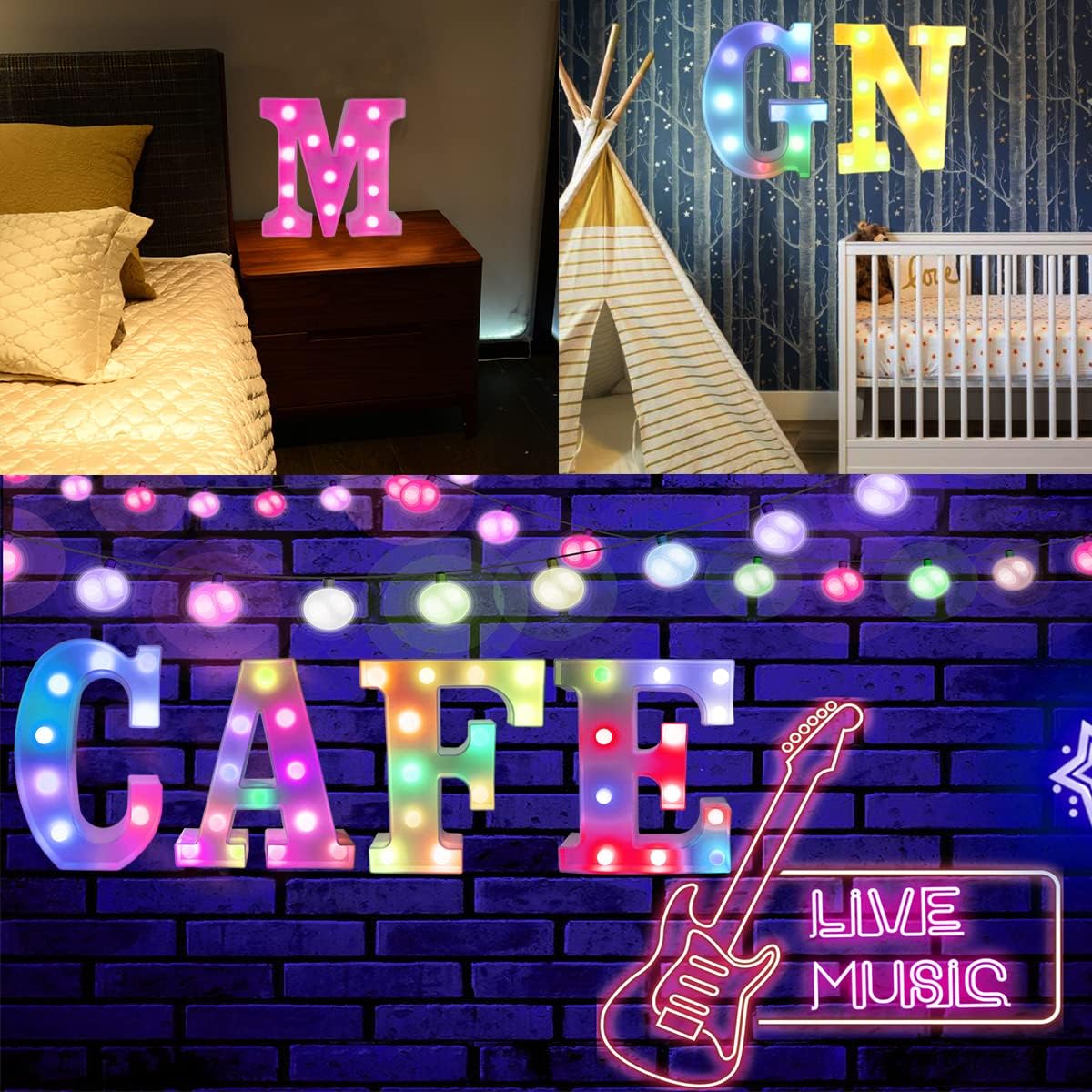 Light Up Colorful LED Marquee Letter lights, 18 Colors Changing Alphabet Letters Sign with Remote Timer for Night Light Girls Bedroom Wedding Birthday Party Lamp Christmas Home Bar Decor- Colorful M