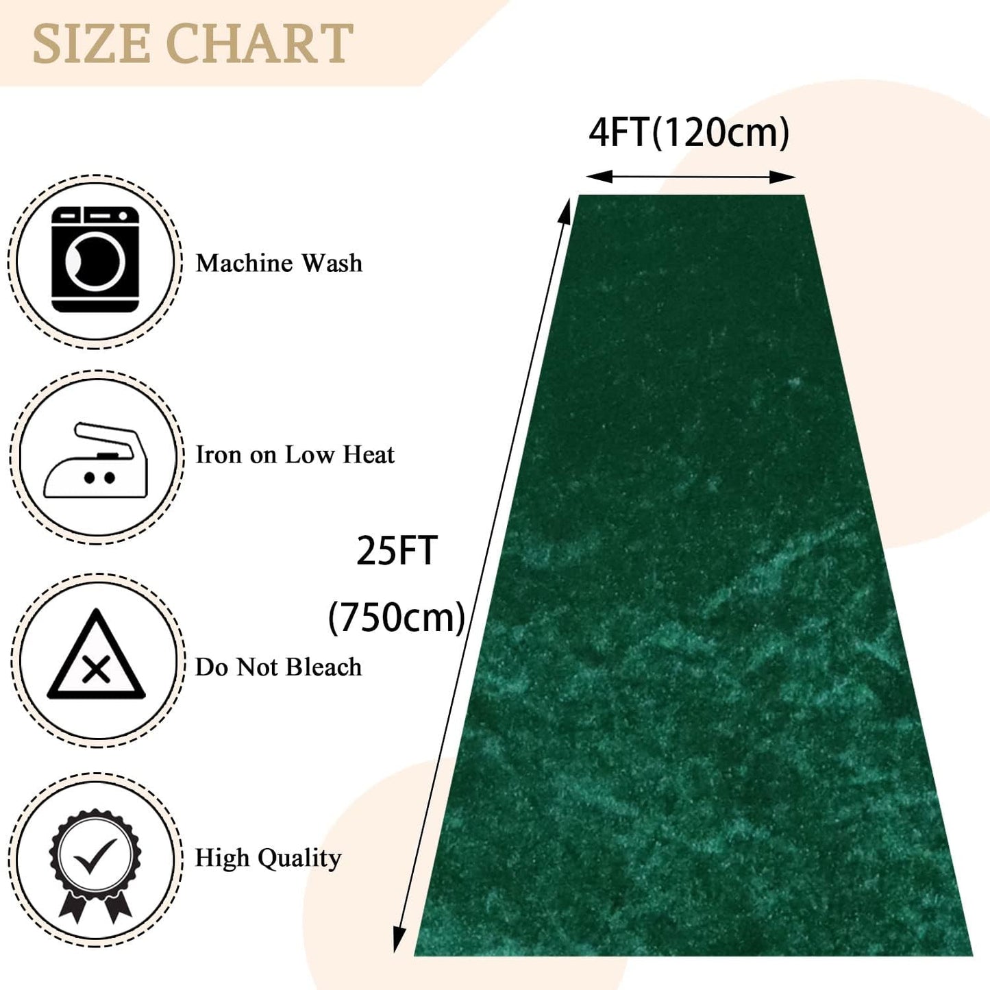 MODFUNS Wedding Aisle Runners Dark Green Aisle Runner 4FTx25FT Velvet Carpet Runner for Party Wedding Walkway Rug with Carpet Tapes Vintage Outdoor Beach Prom Reception Carpet