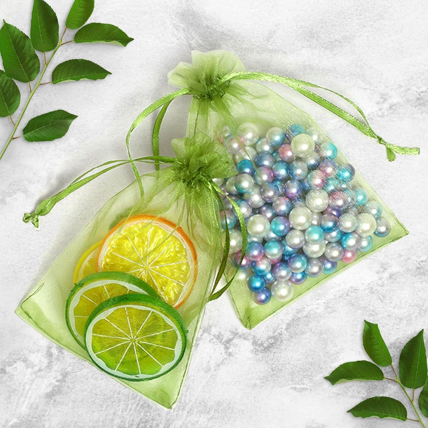 ANZNKU 50 Pack Multicolor Organza Bags 4 x 6 inch, Small Mesh Bag Drawstring, Organza Gift Bag for Wedding Party Favor Jewelry Candy